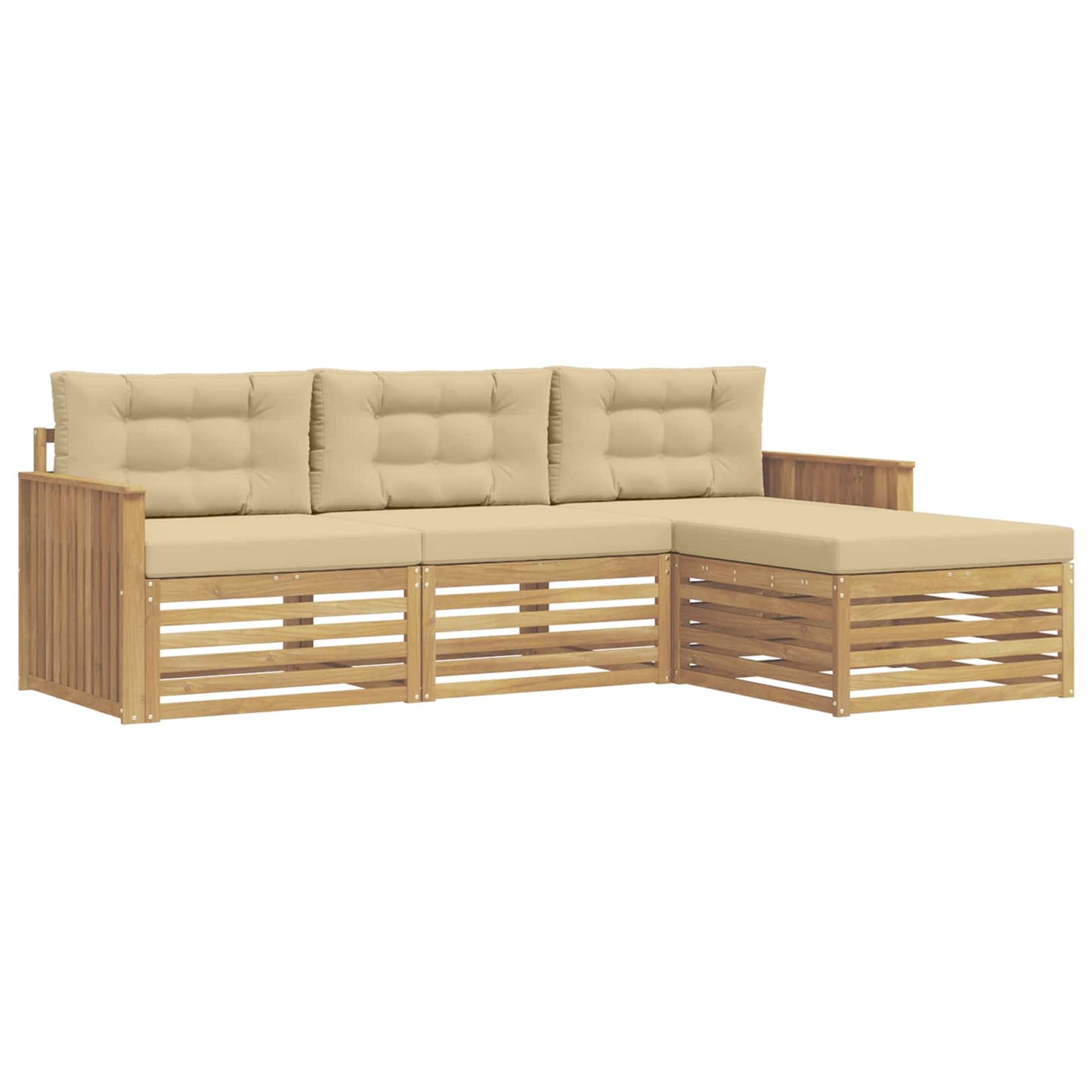 Buiten bankenset 4 pcs Wit en Beige
