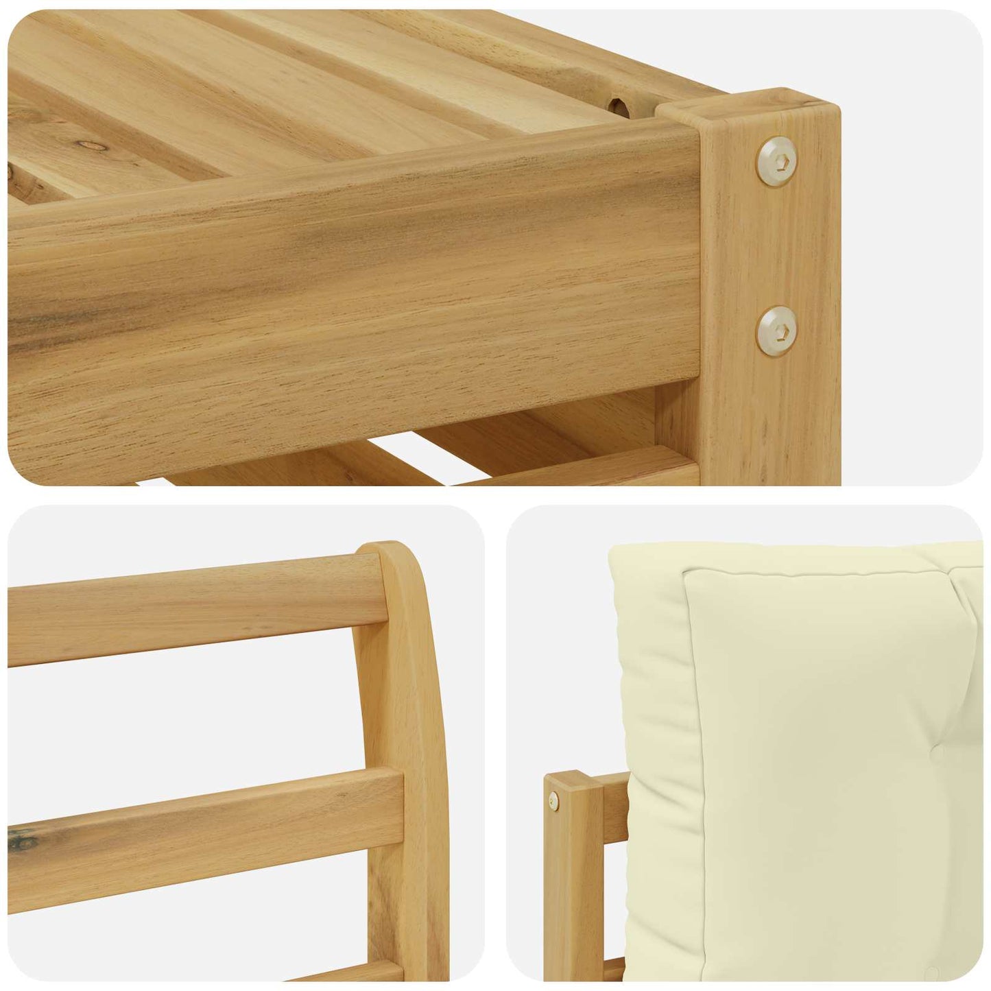 Buiten bankenset 4 pcs Wit en crèmekleurig