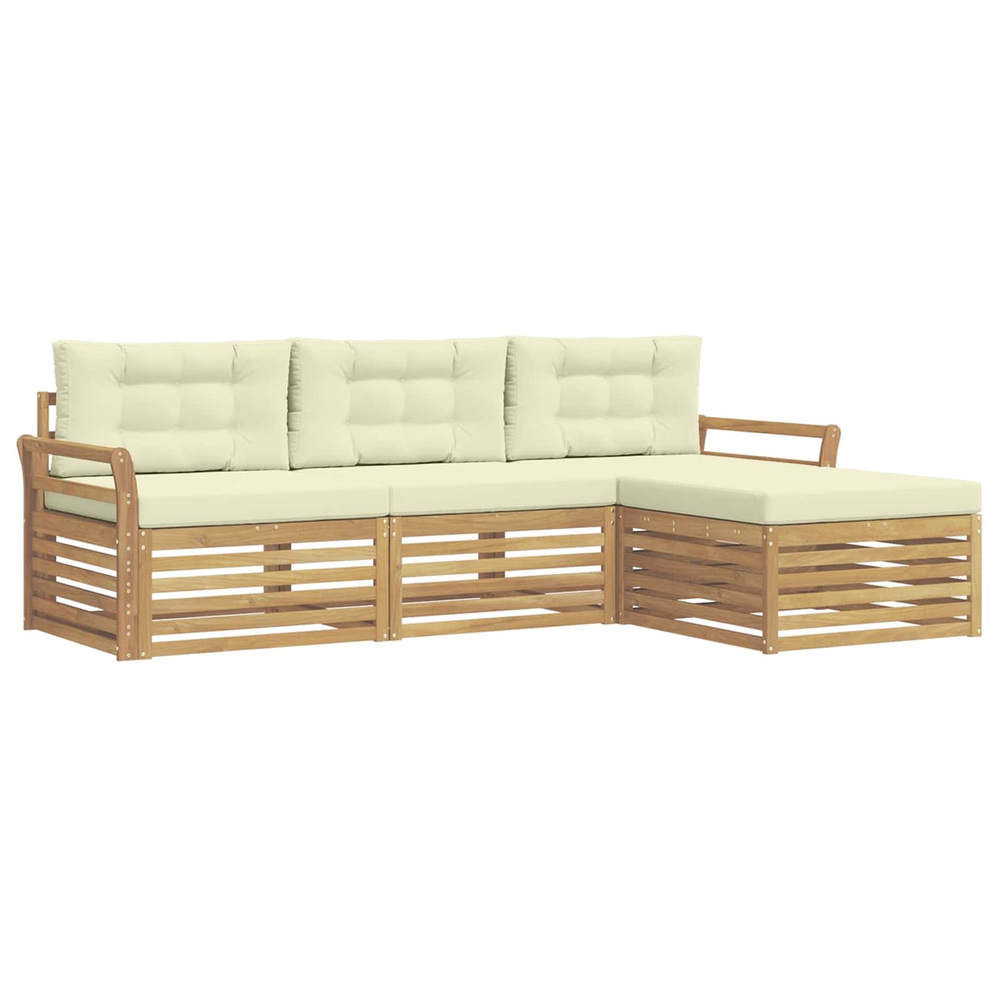 Buiten bankenset 4 pcs Wit en crèmekleurig