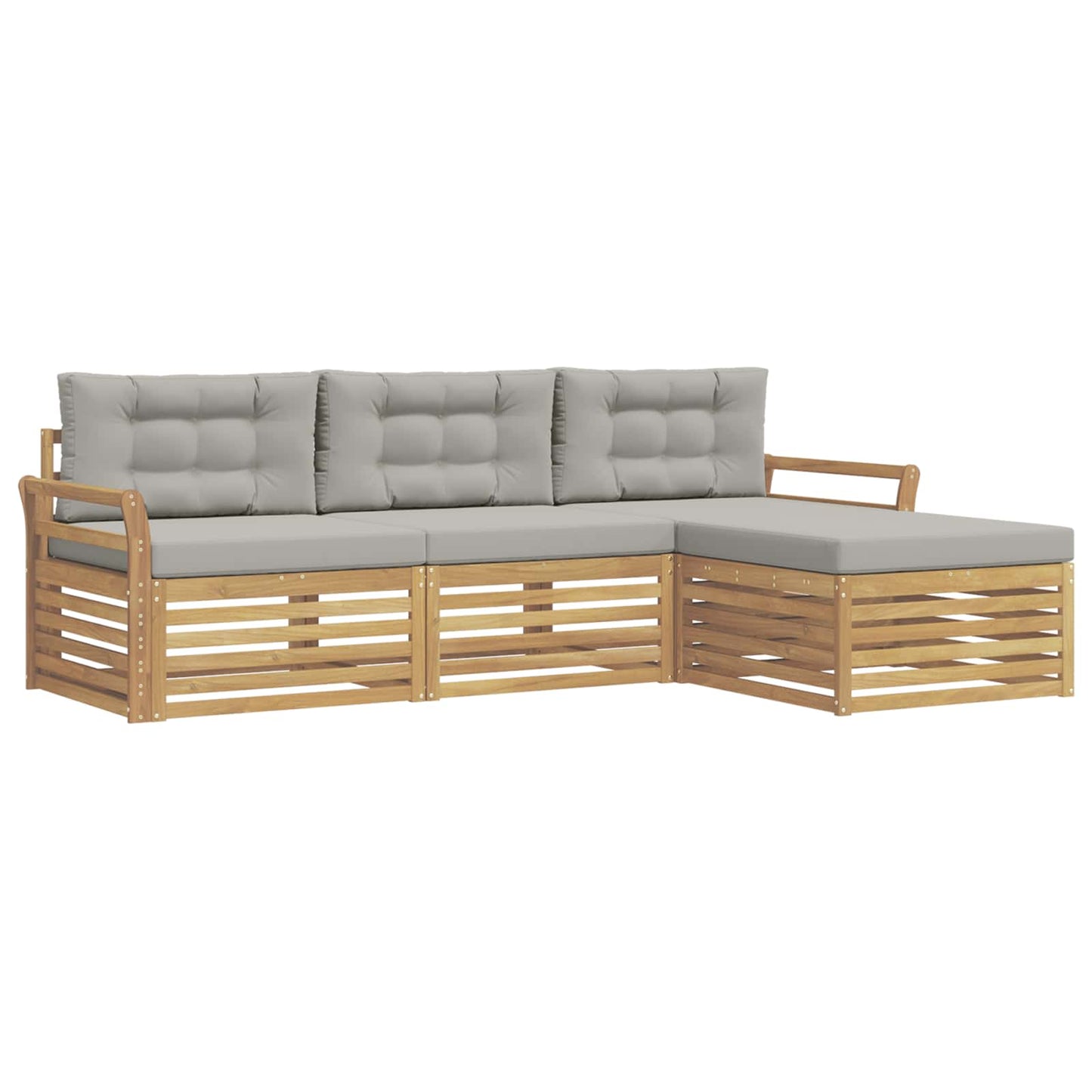 Buiten bankenset 4 pcs Wit en Lichtgrijs