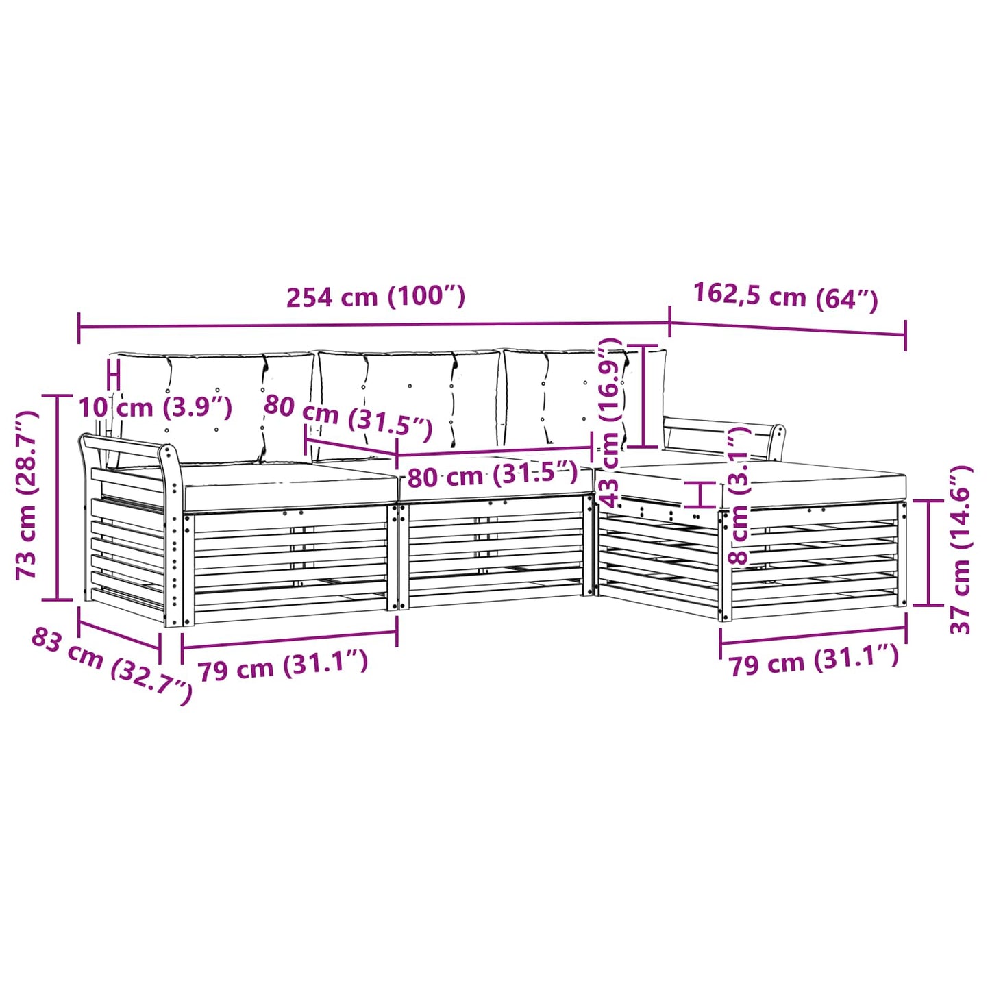 Buiten bankenset 4 pcs Wit en Lichtgrijs