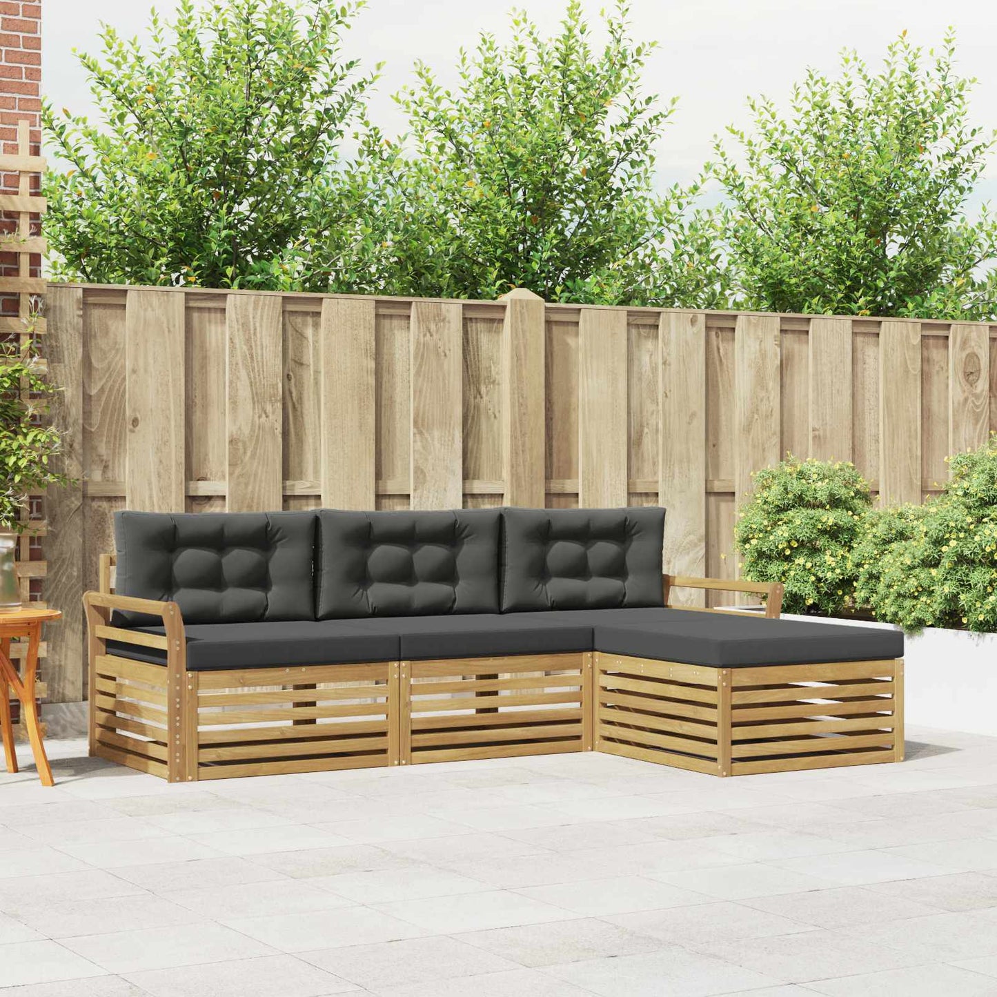 Buiten bankenset 4 pcs Wit en antracietkleurig