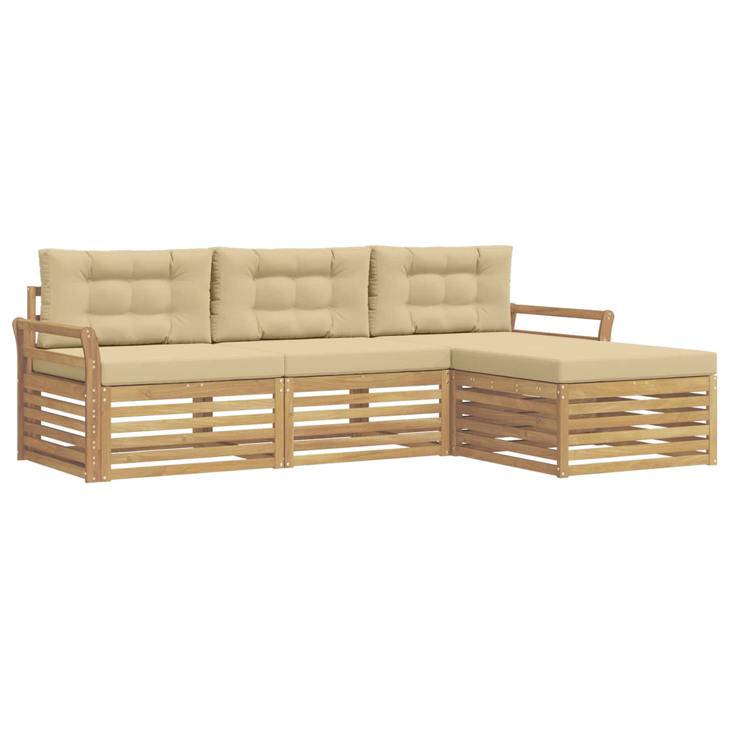 Buiten bankenset 4 pcs Wit en Beige