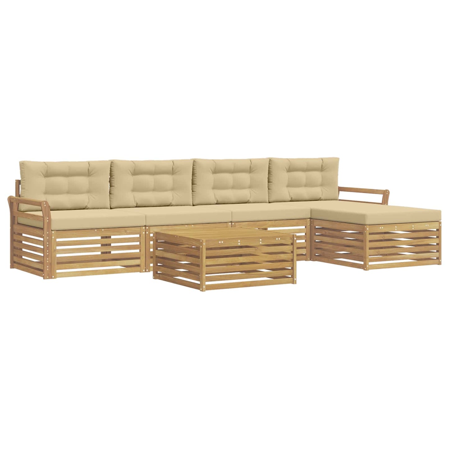 Buiten bankenset 6 pcs Wit en Beige 79 x 79 x 37 cm Polyester