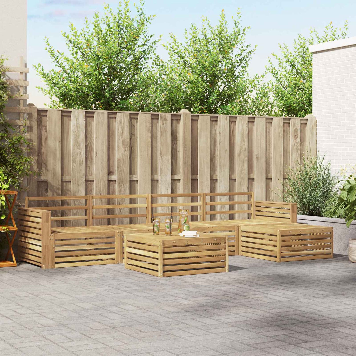 Buiten bankenset 6 pcs Wit 79 x 79 x 37 cm Massief Acaciahout