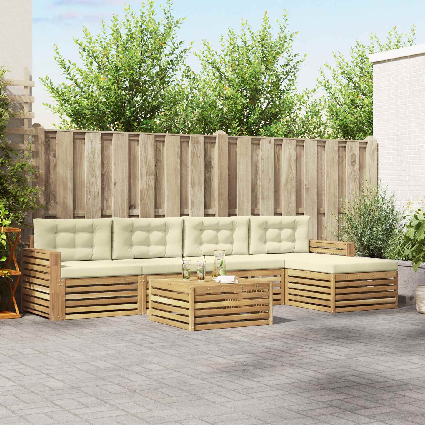 Buiten bankenset 6 pcs Wit en crèmekleurig 79 x 79 x 37 cm