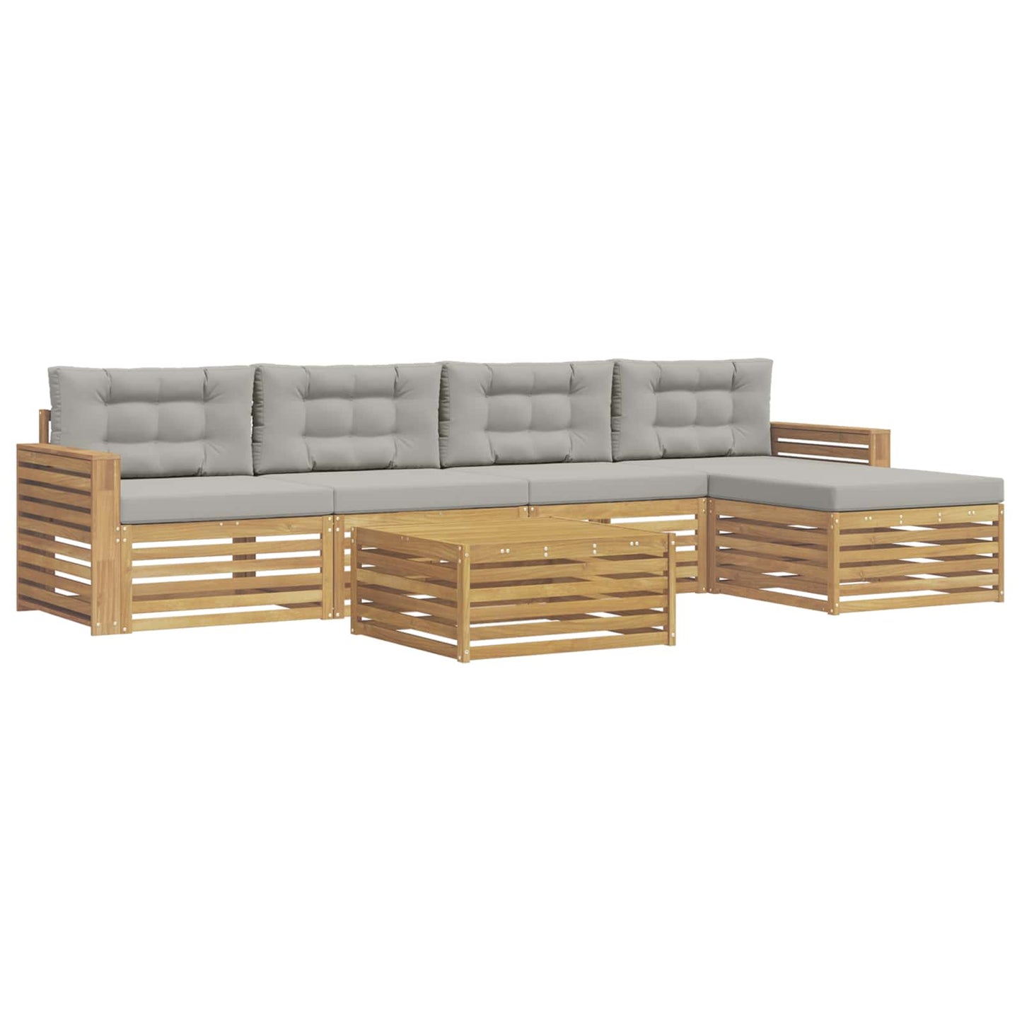 Buiten bankenset 6 pcs Wit en Lichtgrijs 79 x 79 x 37 cm