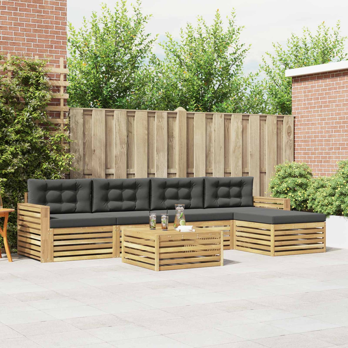 Buiten bankenset 6 pcs Wit en antracietkleurig 79 x 79 x 37 cm