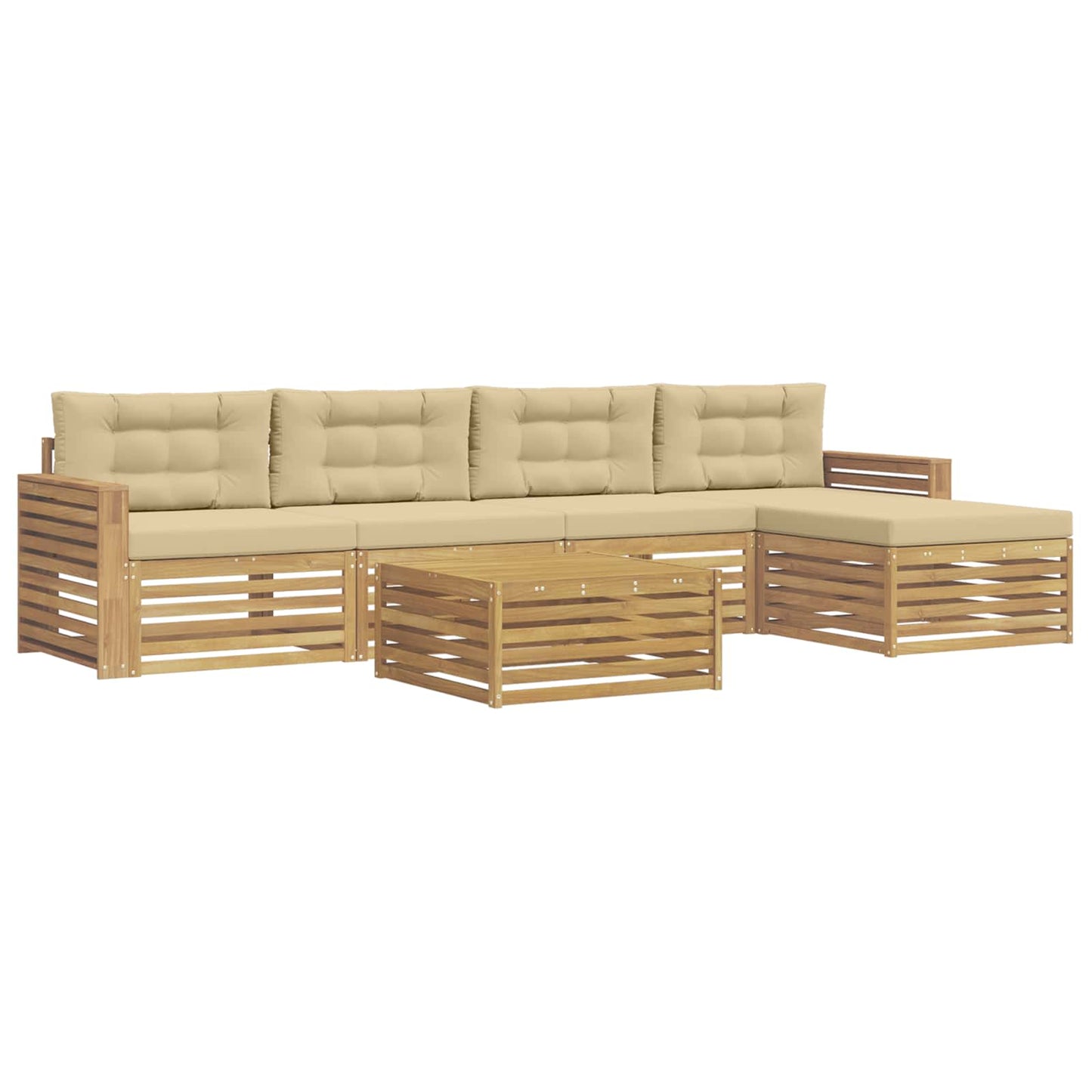 Buiten bankenset 6 pcs Wit en Beige 79 x 79 x 37 cm Polyester