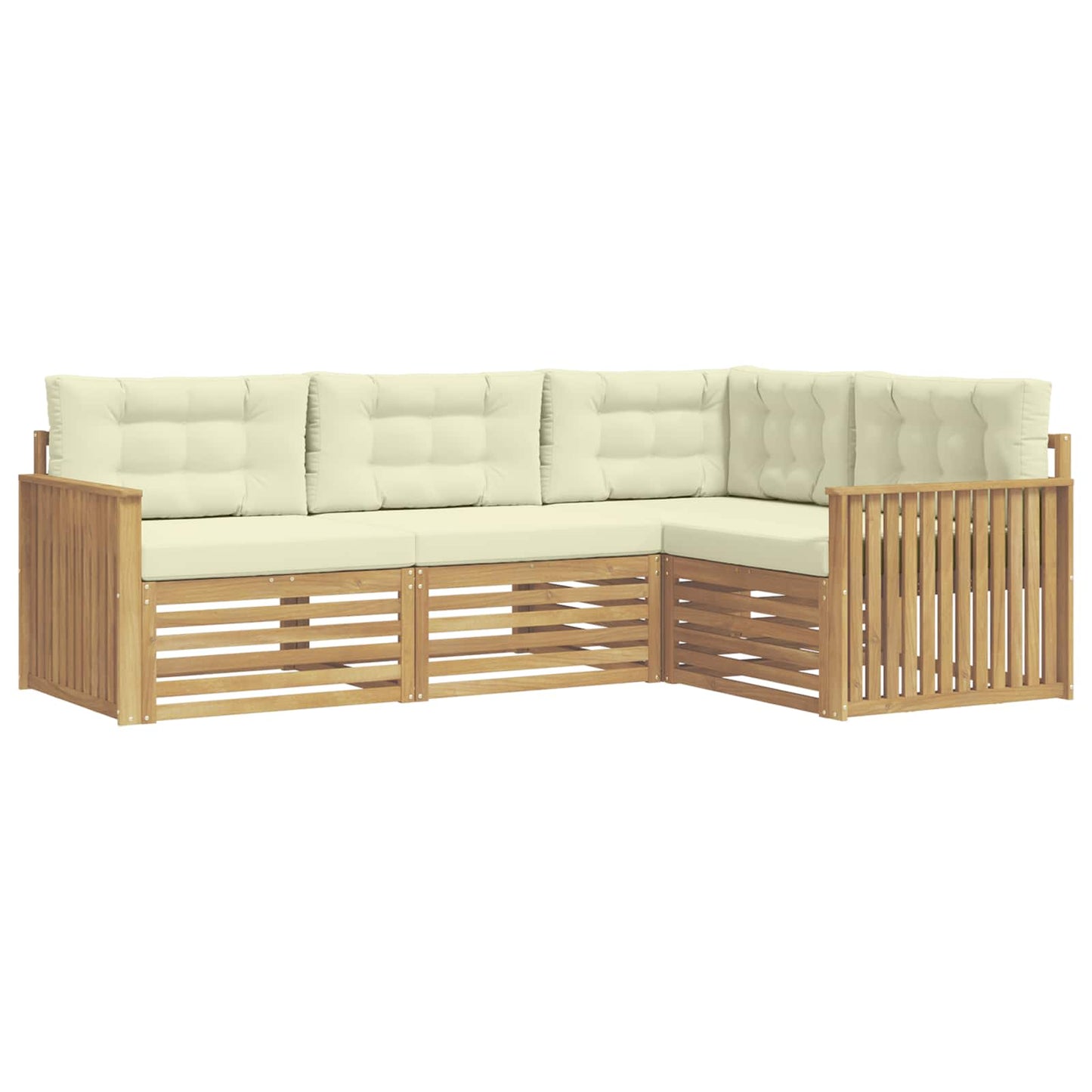 Buiten bankenset 4 pcs Wit en crèmekleurig