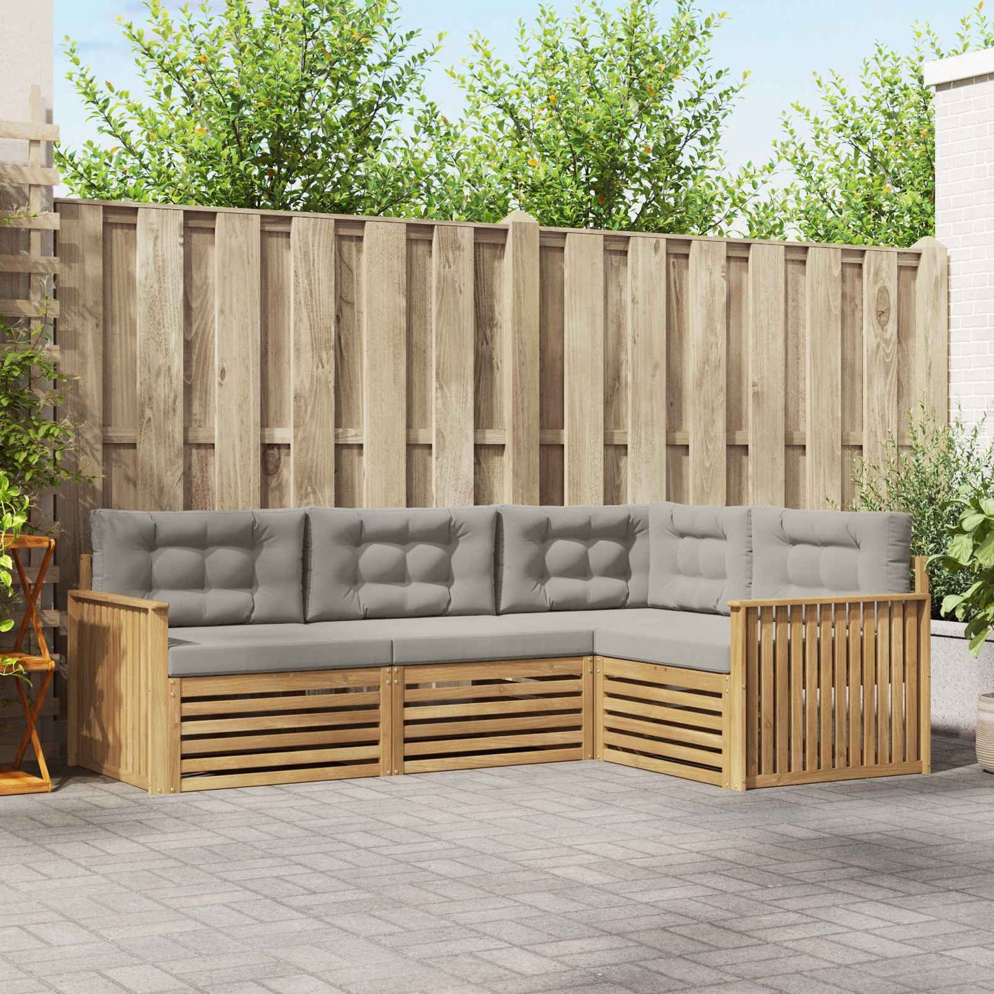 Buiten bankenset 4 pcs Wit en Lichtgrijs 247,5 x 168,5 x 73 cm