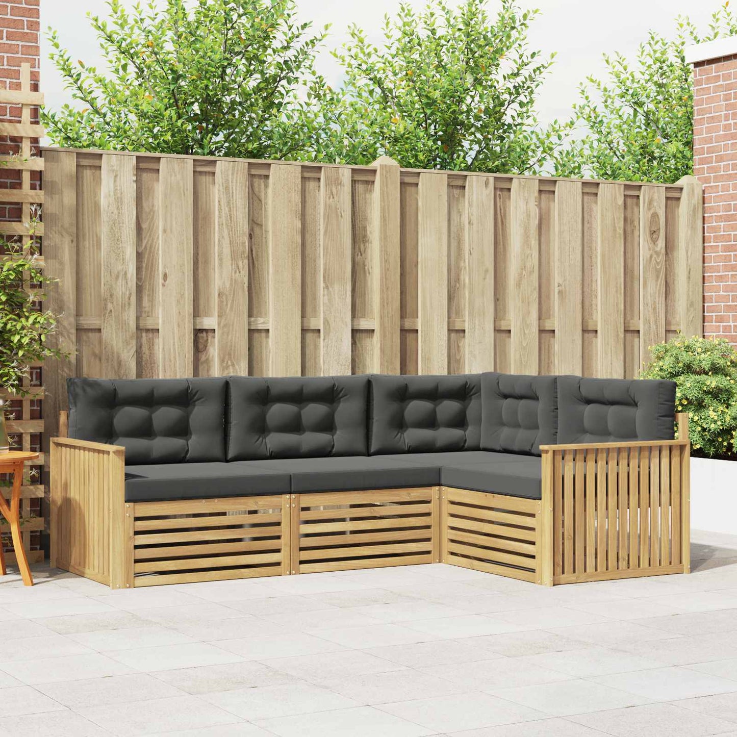 Buiten bankenset 4 pcs Wit en antracietkleurig