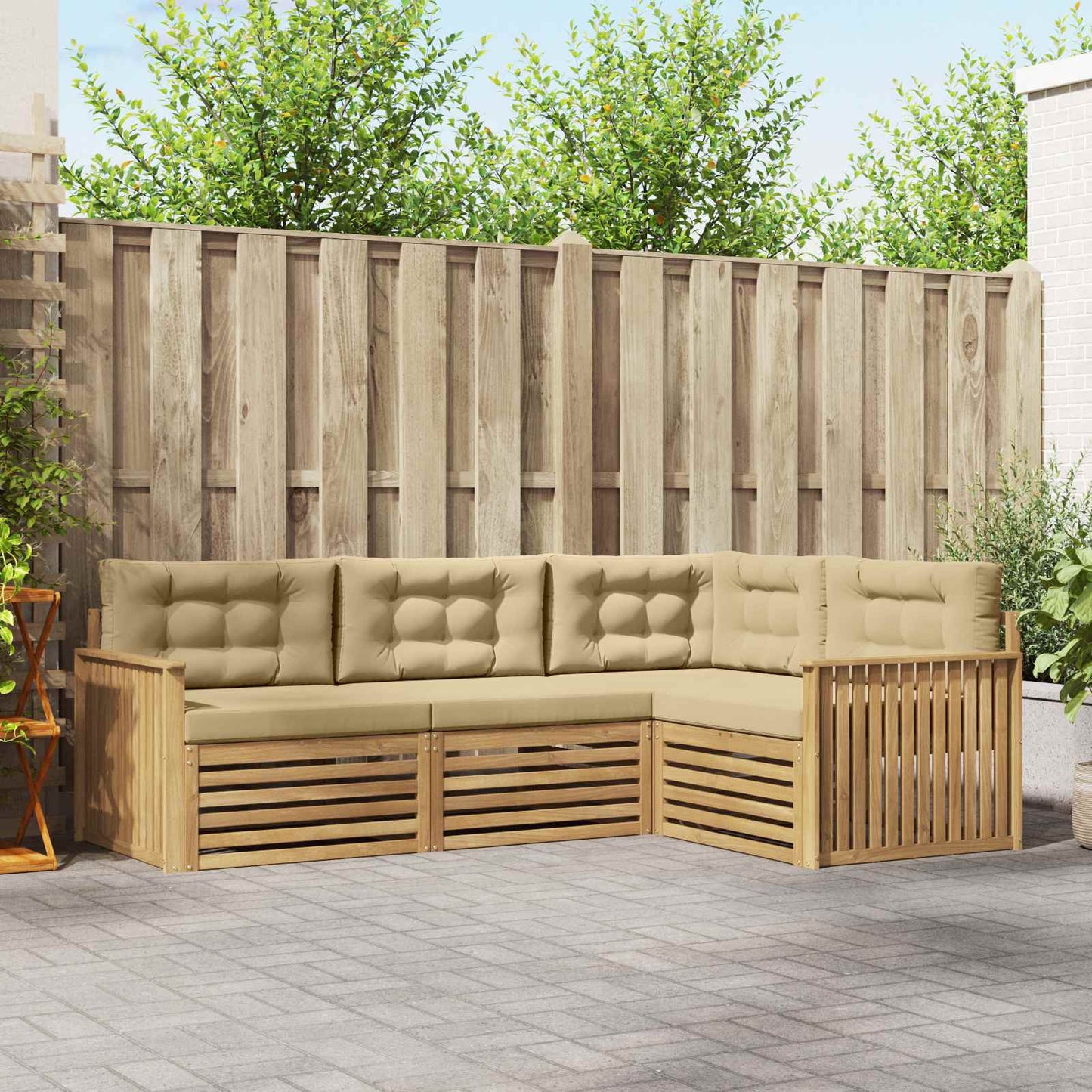 Buiten bankenset 4 pcs Wit en Beige 247,5 x 168,5 x 73 cm