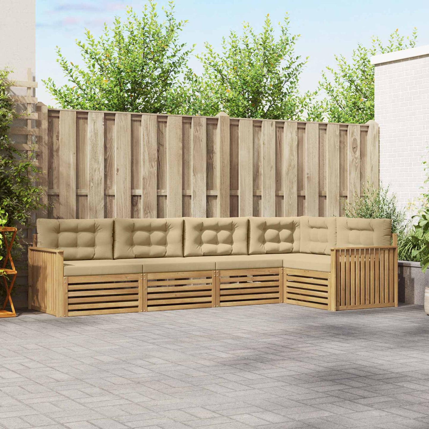 Buiten bankenset 5 pcs Wit en Beige 327 x 168,5 x 73 cm