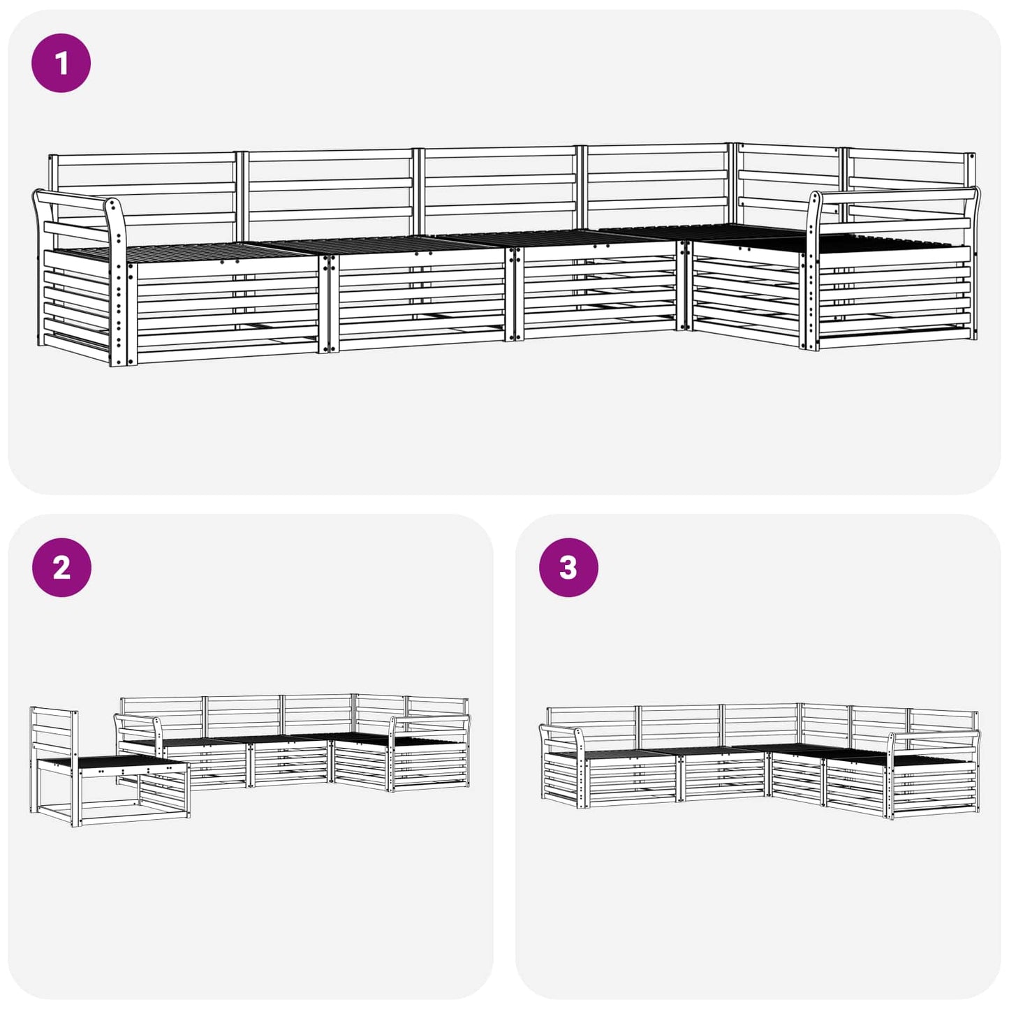 Buiten bankenset 5 pcs Wit 329 x 170,5 x 73 cm