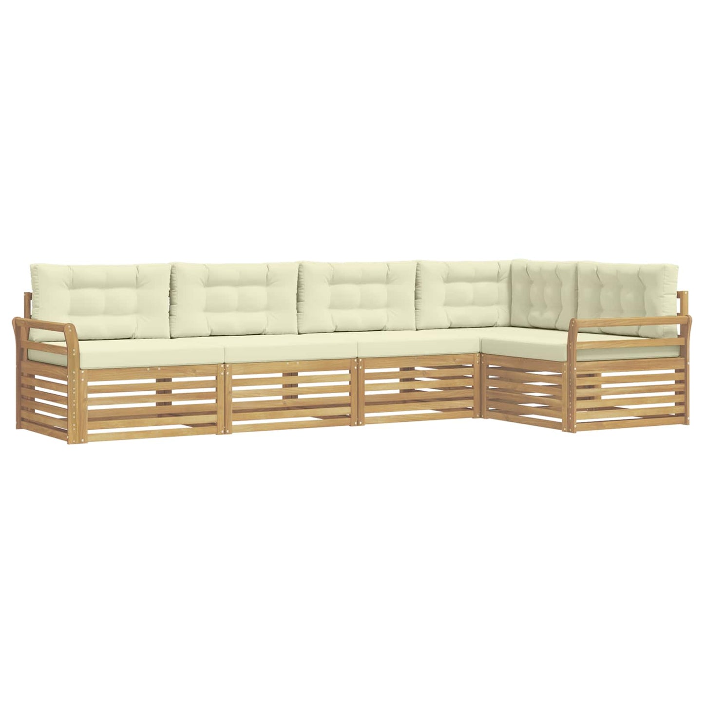 Buiten bankenset 5 pcs Wit en crèmekleurig 329 x 170,5 x 73 cm