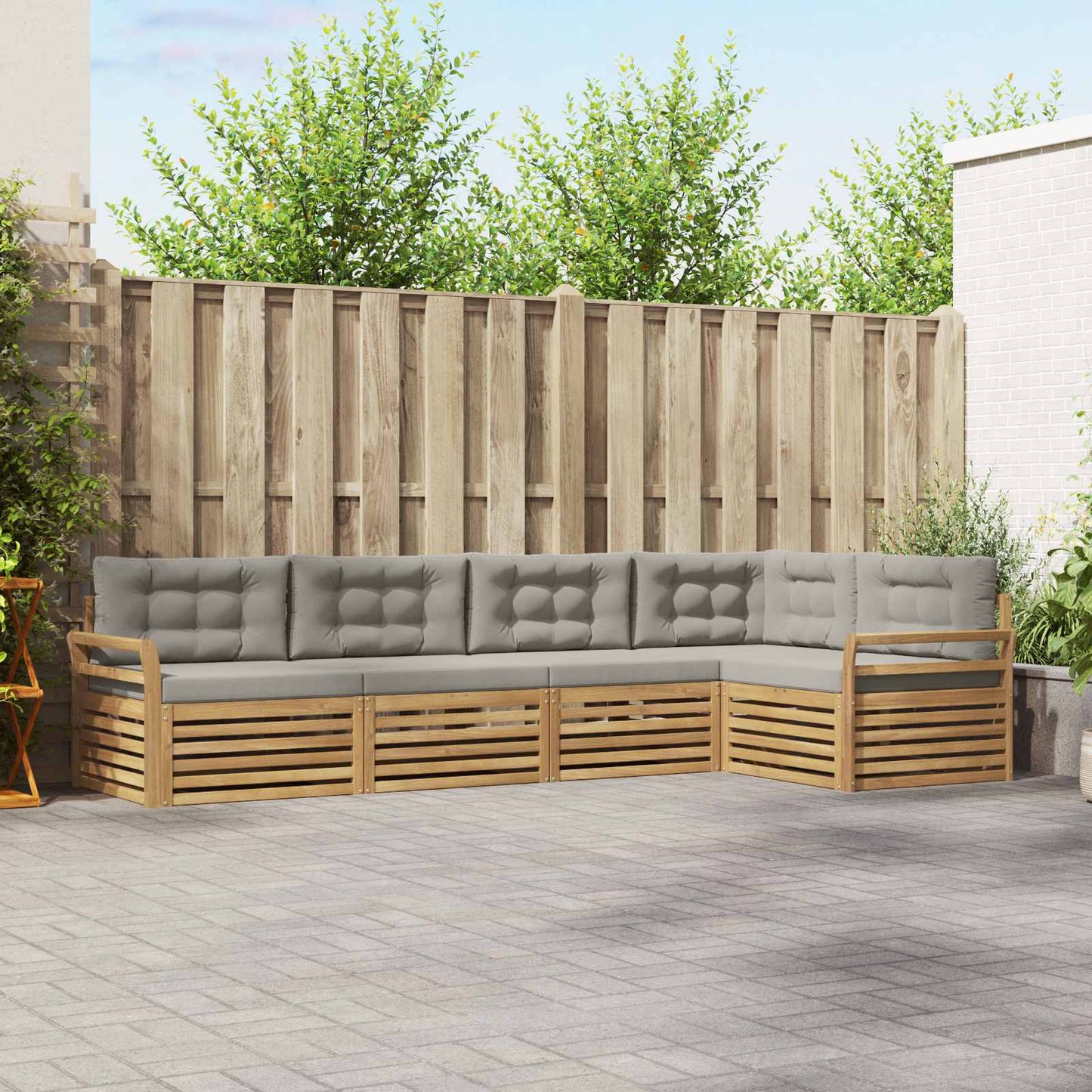 Buiten bankenset 5 pcs Wit en Lichtgrijs 329 x 170,5 x 73 cm