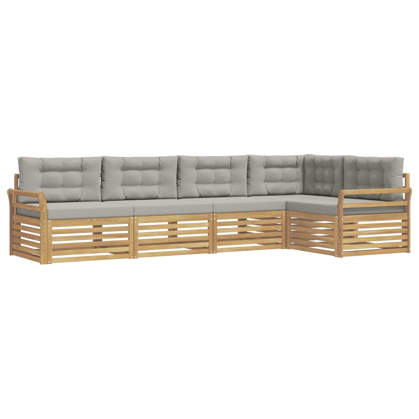 Buiten bankenset 5 pcs Wit en Lichtgrijs 329 x 170,5 x 73 cm