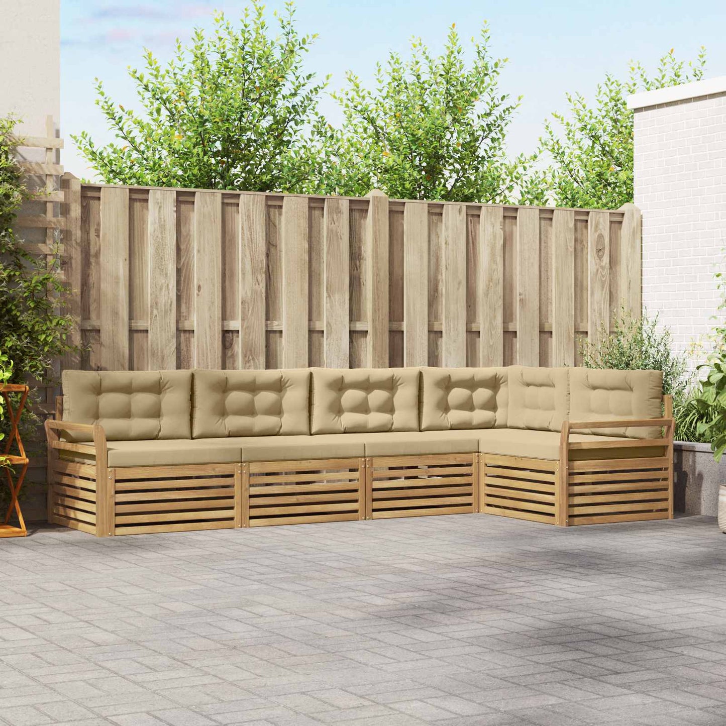 Buiten bankenset 5 pcs Wit en Beige 329 x 170,5 x 73 cm