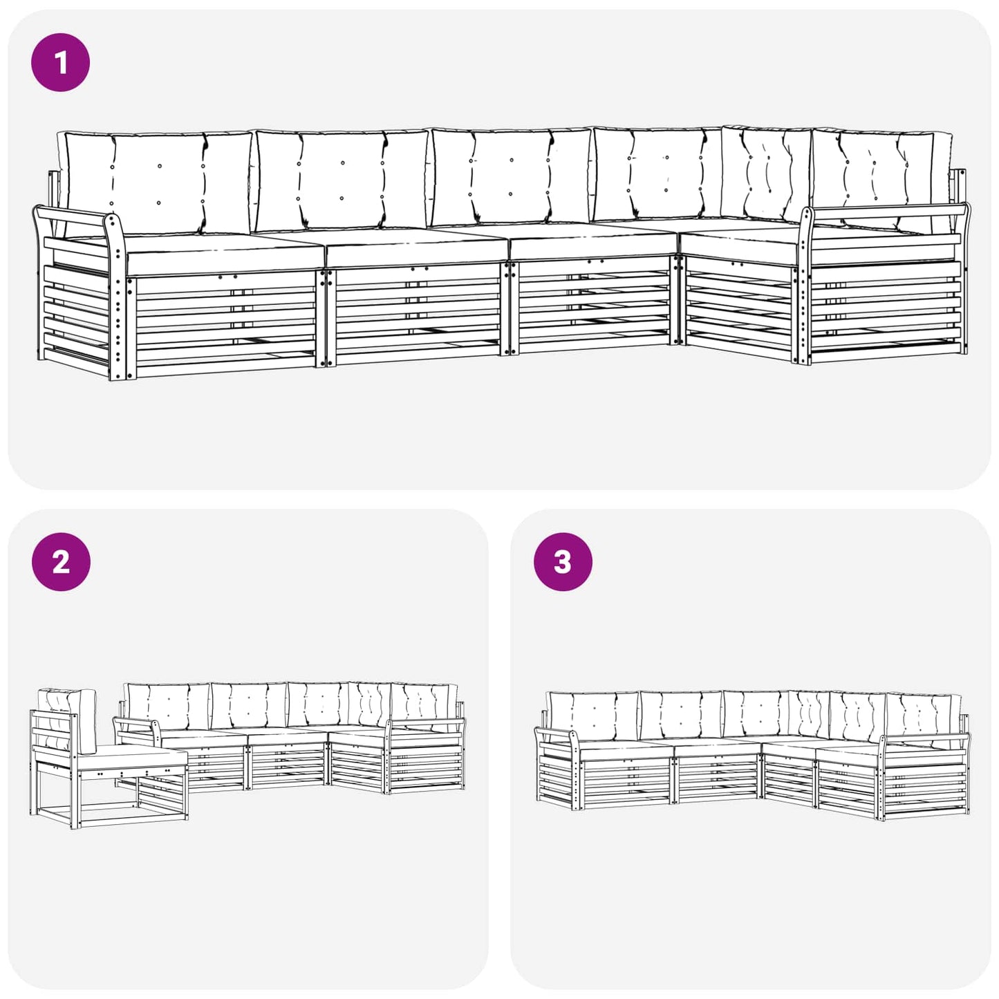Buiten bankenset 5 pcs Wit en Beige 329 x 170,5 x 73 cm