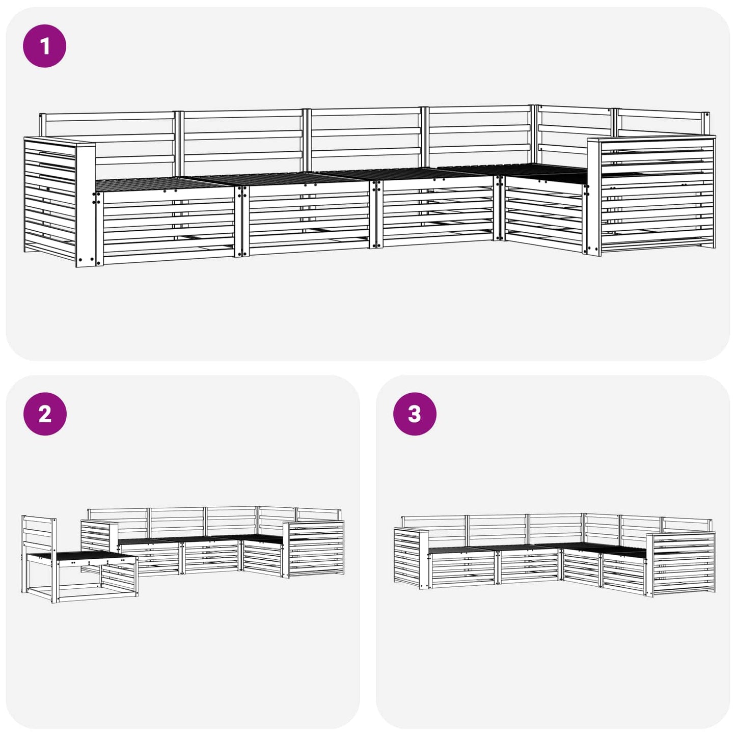 Buiten bankenset 5 pcs Wit 331 x 172,5 x 73 cm