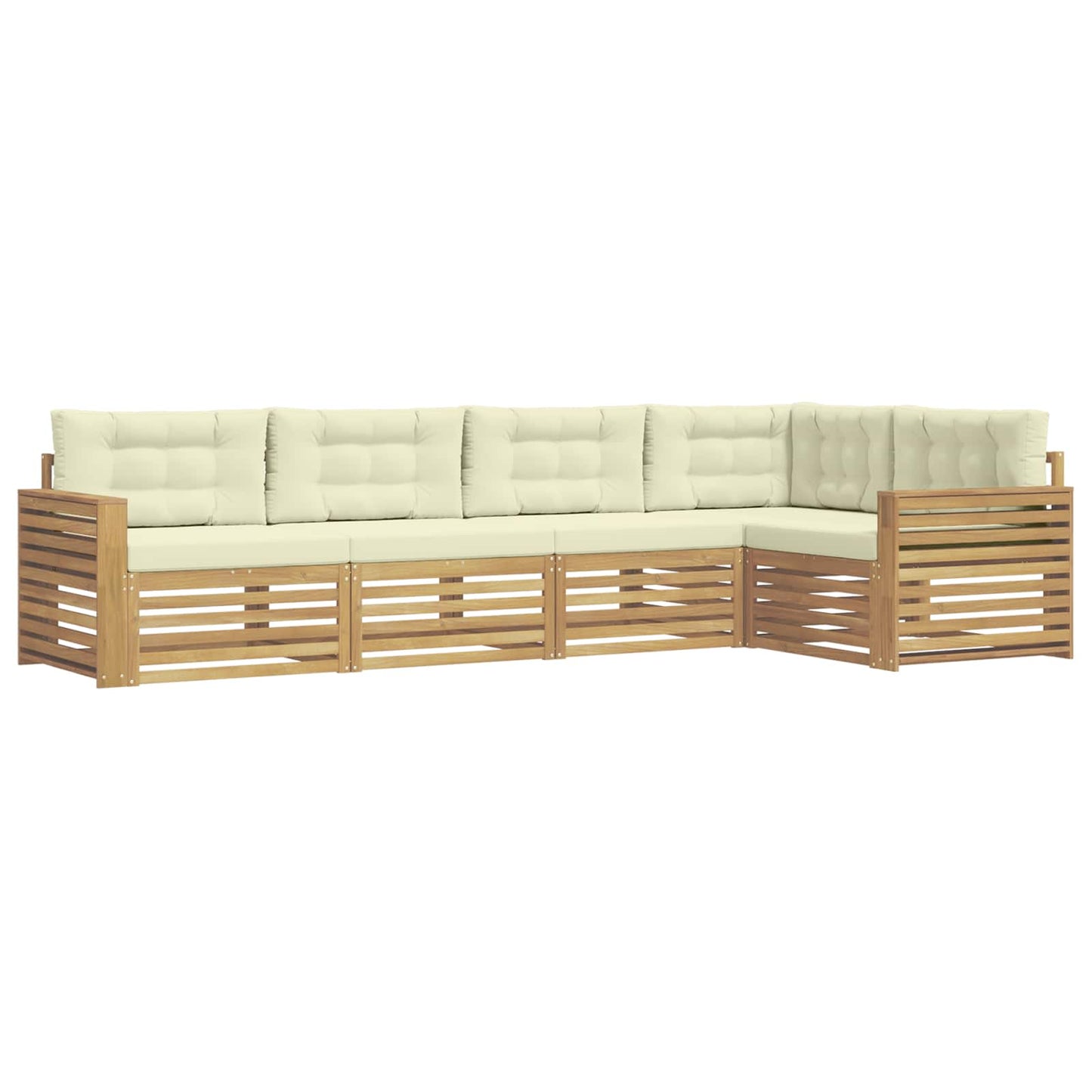 Buiten bankenset 5 pcs Wit en crèmekleurig 331 x 172,5 x 73 cm