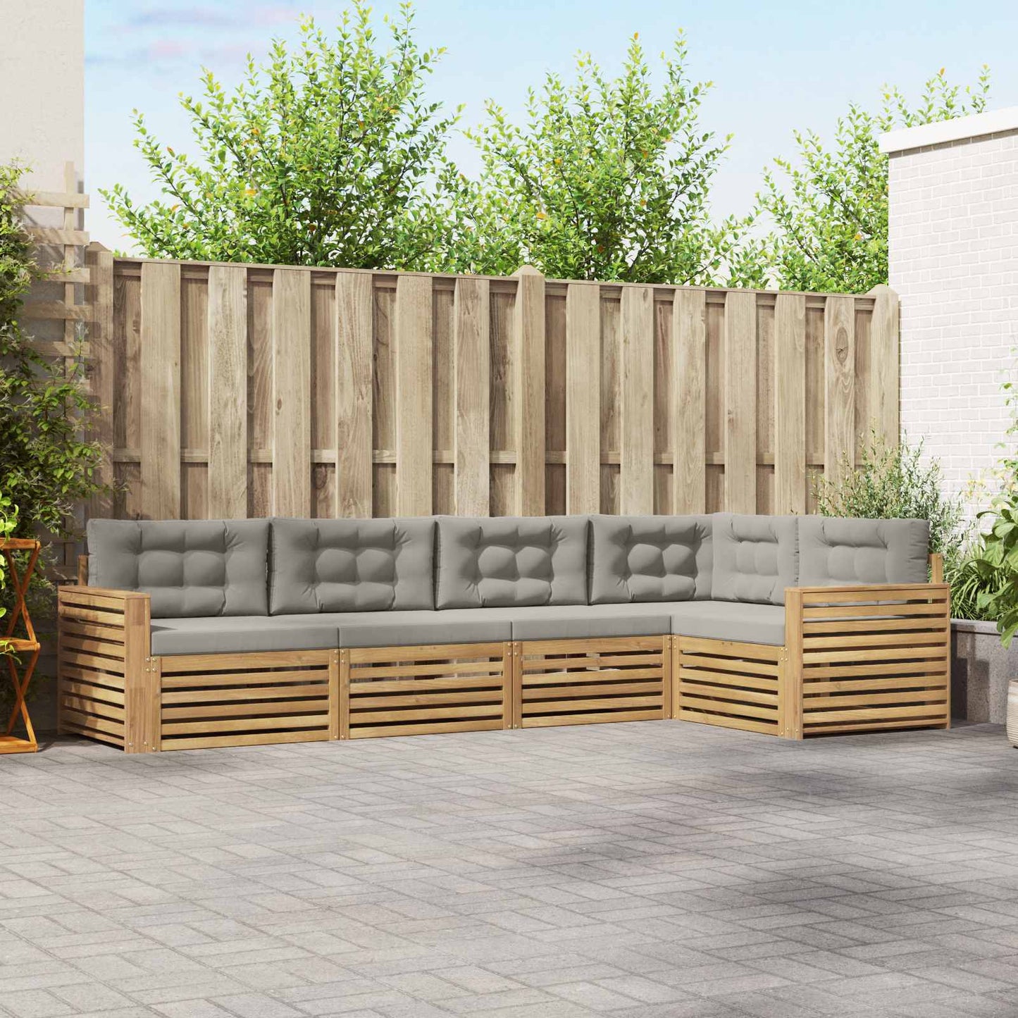Buiten bankenset 5 pcs Wit en Lichtgrijs 331 x 172,5 x 73 cm