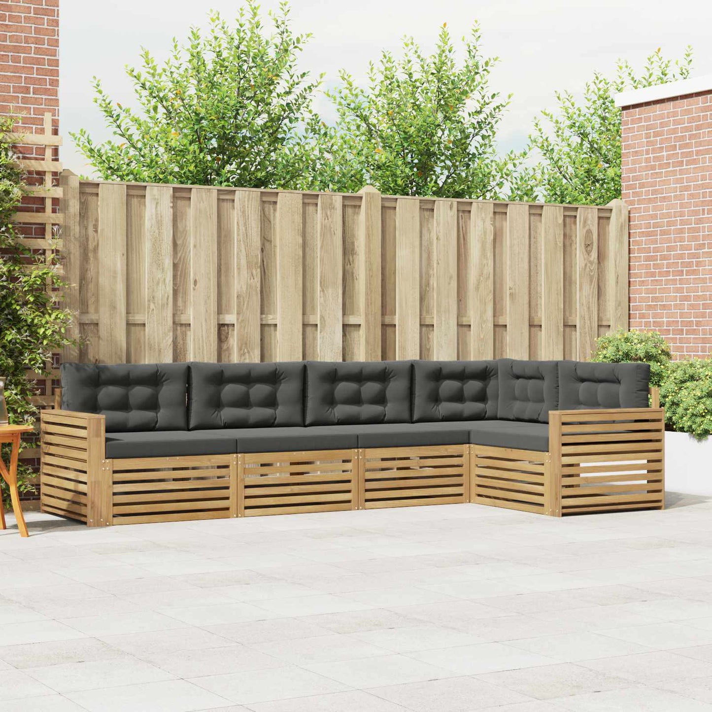 Buiten bankenset 5 pcs Wit en antracietkleurig