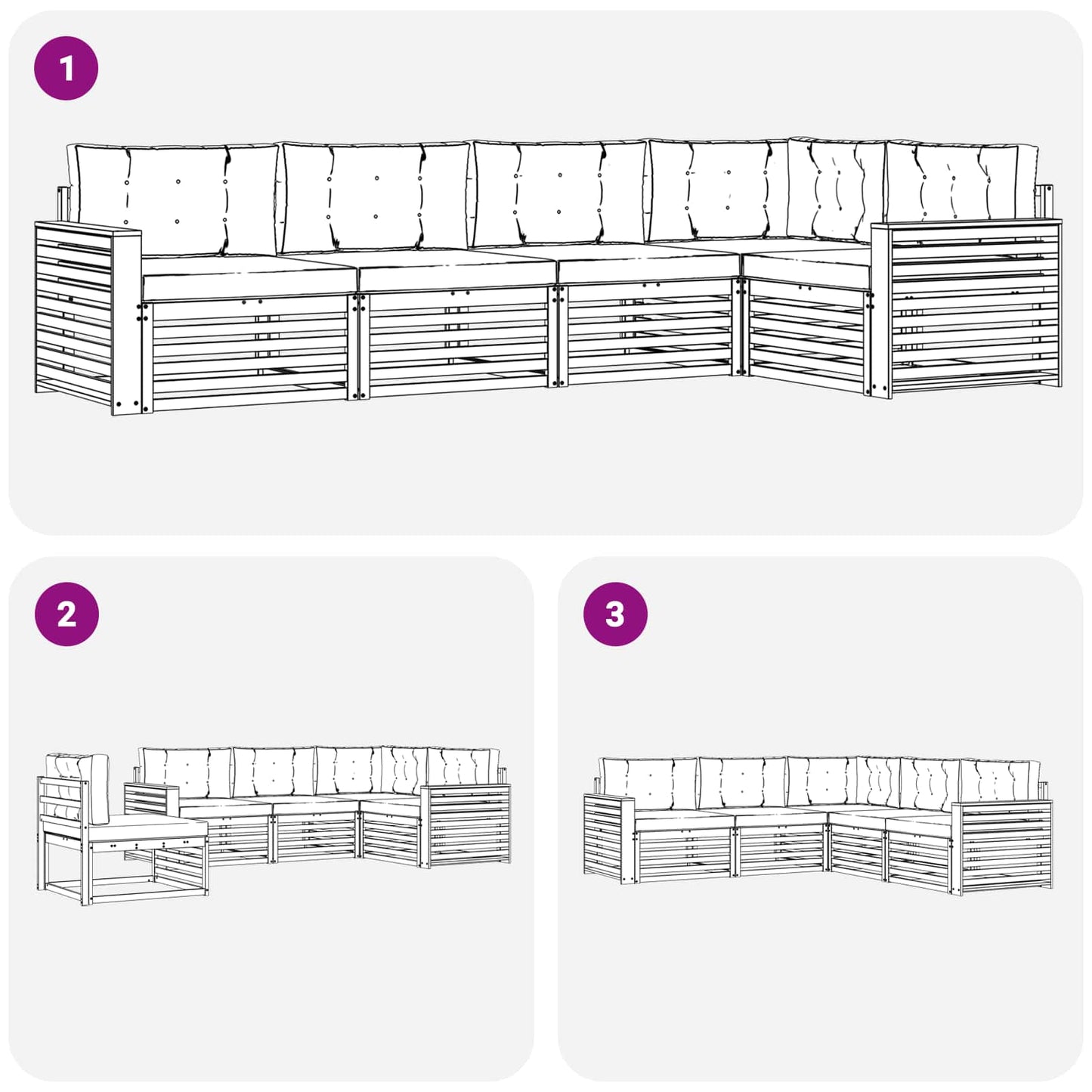 Buiten bankenset 5 pcs Wit en antracietkleurig