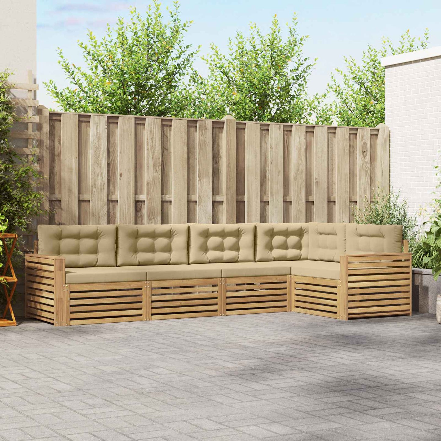 Buiten bankenset 5 pcs Wit en Beige 331 x 172,5 x 73 cm