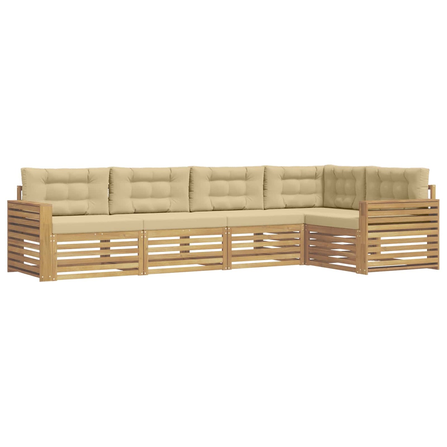 Buiten bankenset 5 pcs Wit en Beige 331 x 172,5 x 73 cm