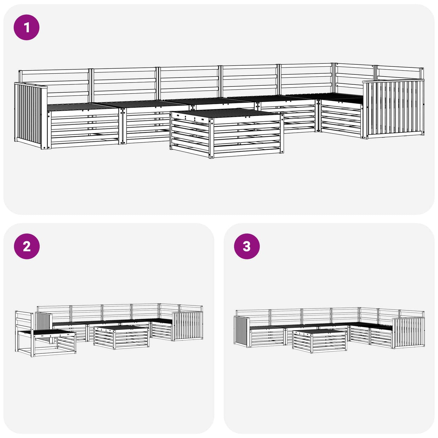 Buiten bankenset 7 pcs Wit 79 x 79 x 37 cm Massief Acaciahout
