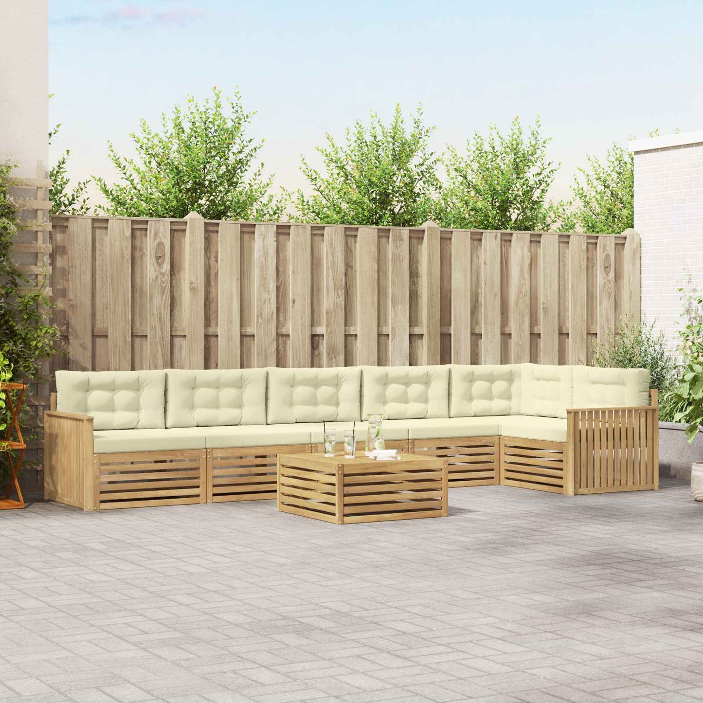 Buiten bankenset 7 pcs Wit en crèmekleurig 79 x 79 x 37 cm