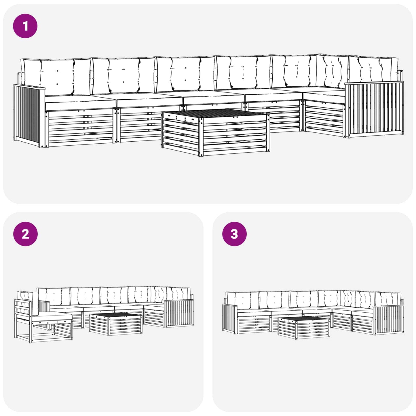 Buiten bankenset 7 pcs Wit en Lichtgrijs 79 x 79 x 37 cm