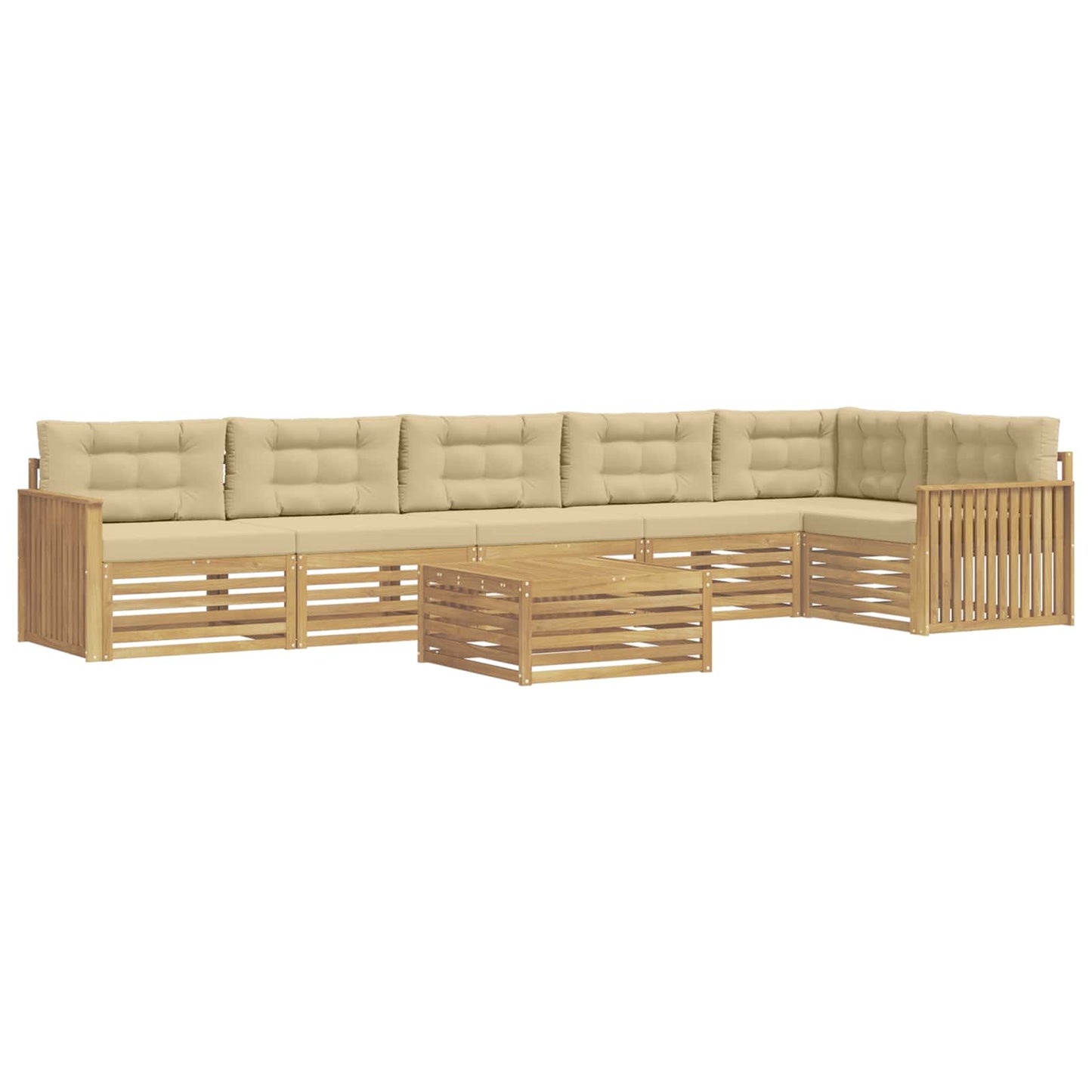 Buiten bankenset 7 pcs Wit en Beige 79 x 79 x 37 cm Polyester
