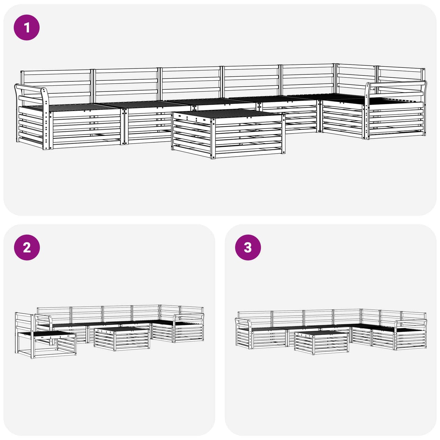 Buiten bankenset 7 pcs Wit 79 x 79 x 37 cm Massief Acaciahout