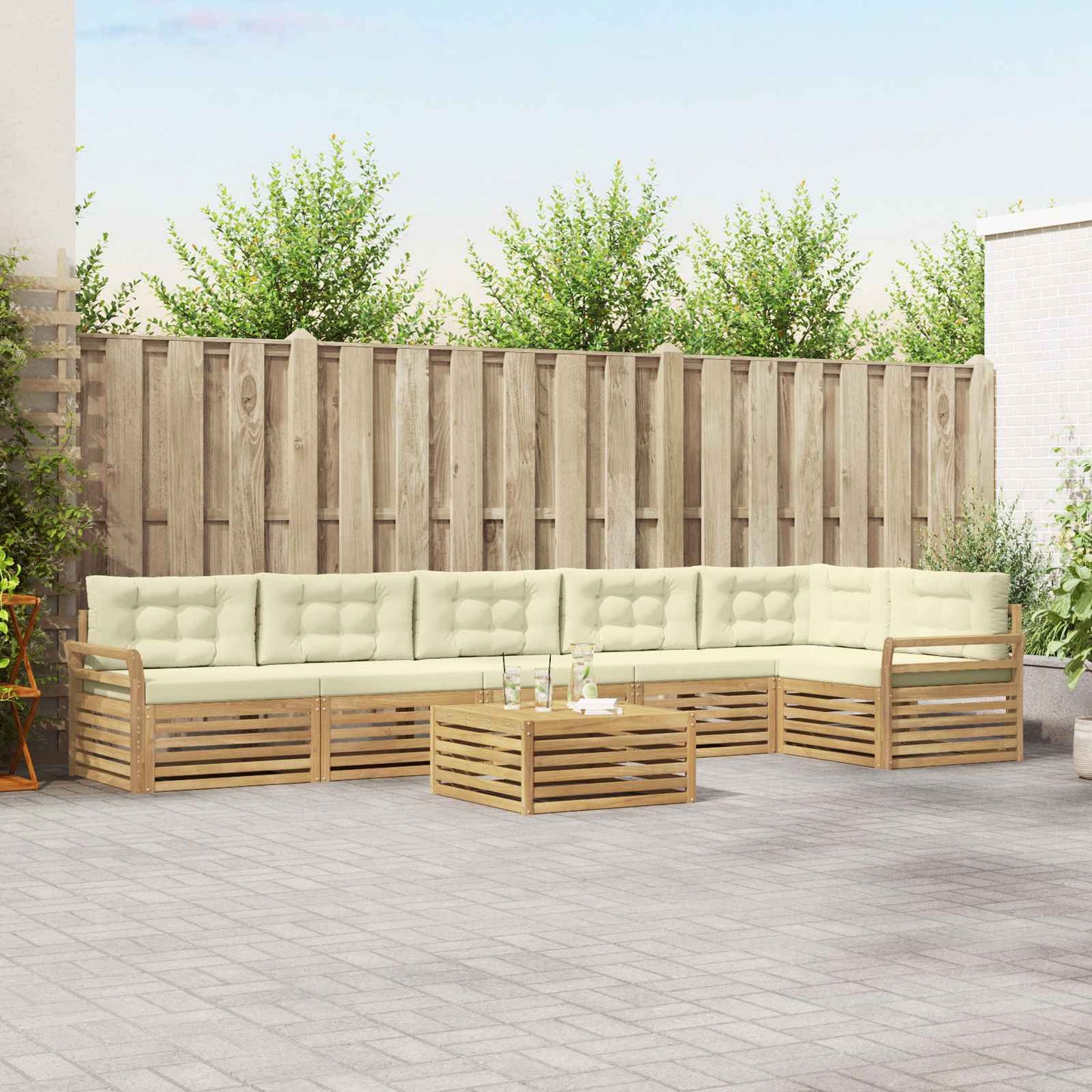 Buiten bankenset 7 pcs Wit en crèmekleurig 79 x 79 x 37 cm