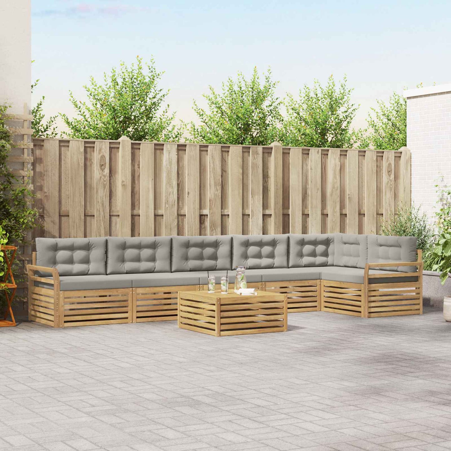 Buiten bankenset 7 pcs Wit en Lichtgrijs 79 x 79 x 37 cm