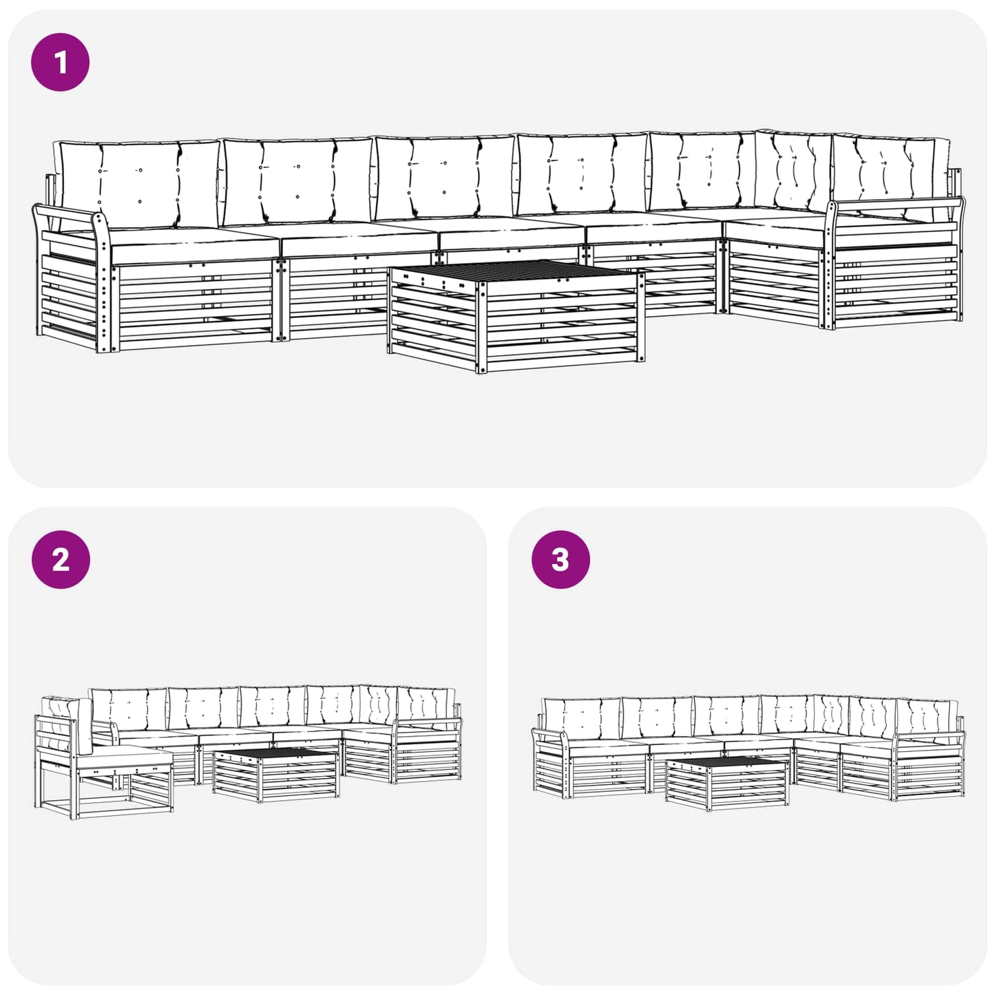 Buiten bankenset 7 pcs Wit en Lichtgrijs 79 x 79 x 37 cm