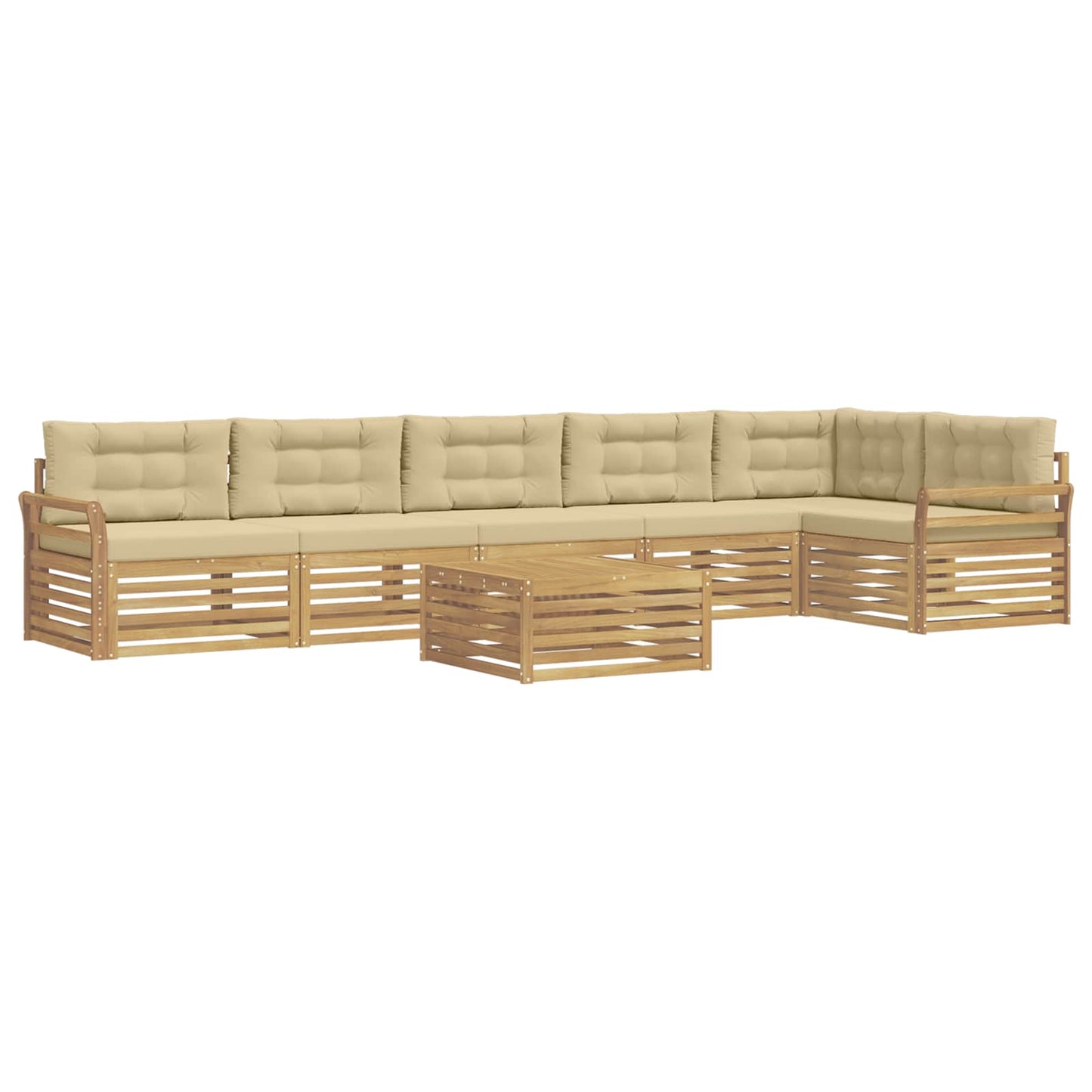 Buiten bankenset 7 pcs Wit en Beige 79 x 79 x 37 cm Polyester
