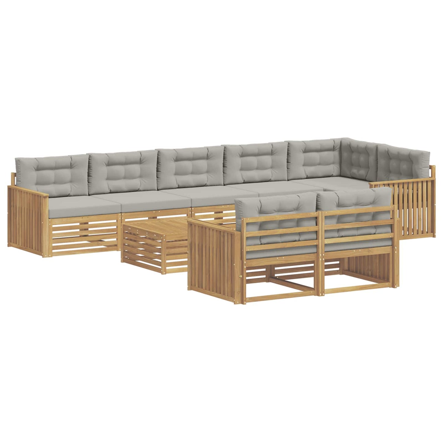 Buiten bankenset 9 pcs Wit en Lichtgrijs 79 x 79 x 37 cm