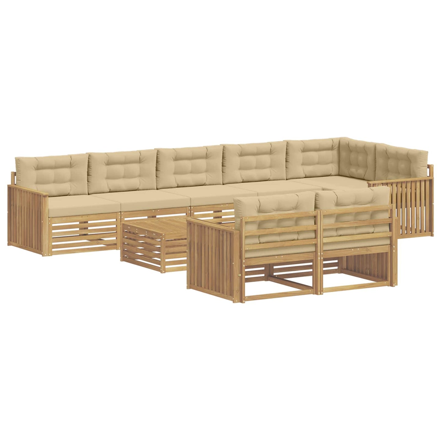 Buiten bankenset 9 pcs Wit en Beige 79 x 79 x 37 cm Polyester