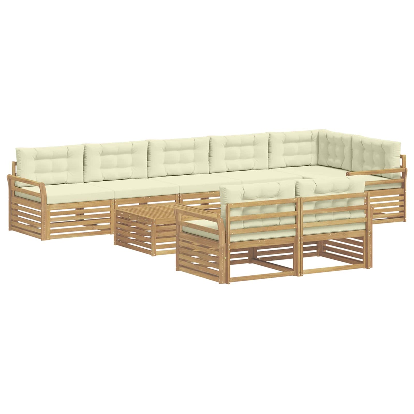 Buiten bankenset 9 pcs Wit en crèmekleurig 79 x 79 x 37 cm