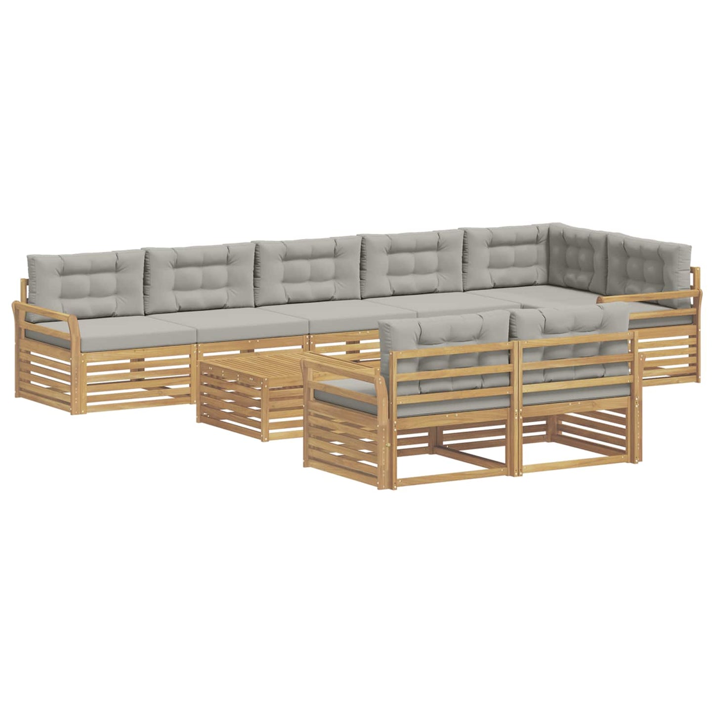 Buiten bankenset 9 pcs Wit en Lichtgrijs 79 x 79 x 37 cm