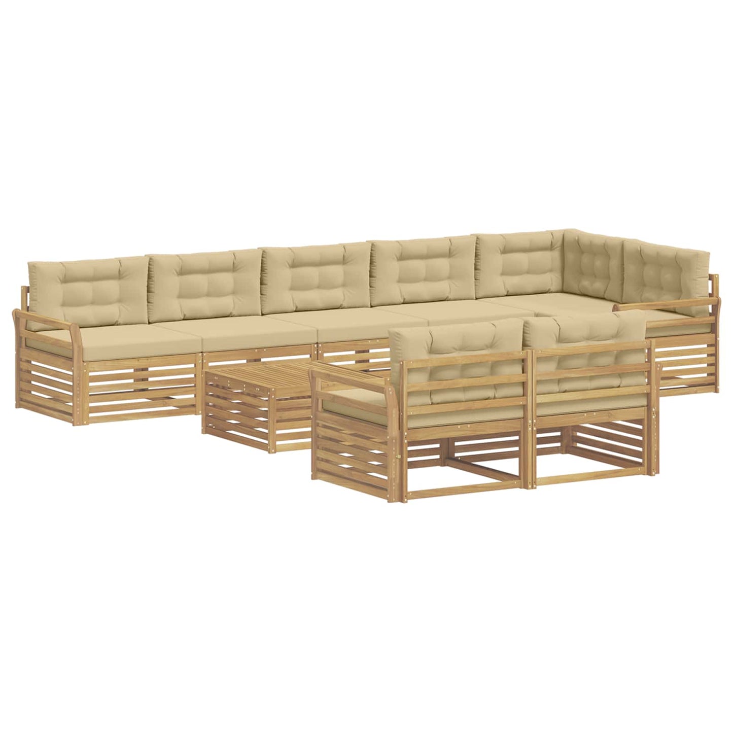 Buiten bankenset 9 pcs Wit en Beige 79 x 79 x 37 cm Polyester