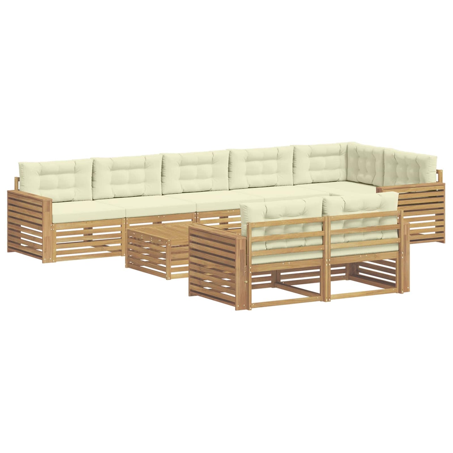 Buiten bankenset 9 pcs Wit en crèmekleurig 79 x 79 x 37 cm