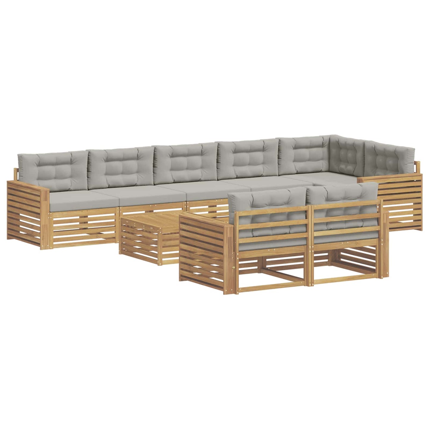 Buiten bankenset 9 pcs Wit en Lichtgrijs 79 x 79 x 37 cm