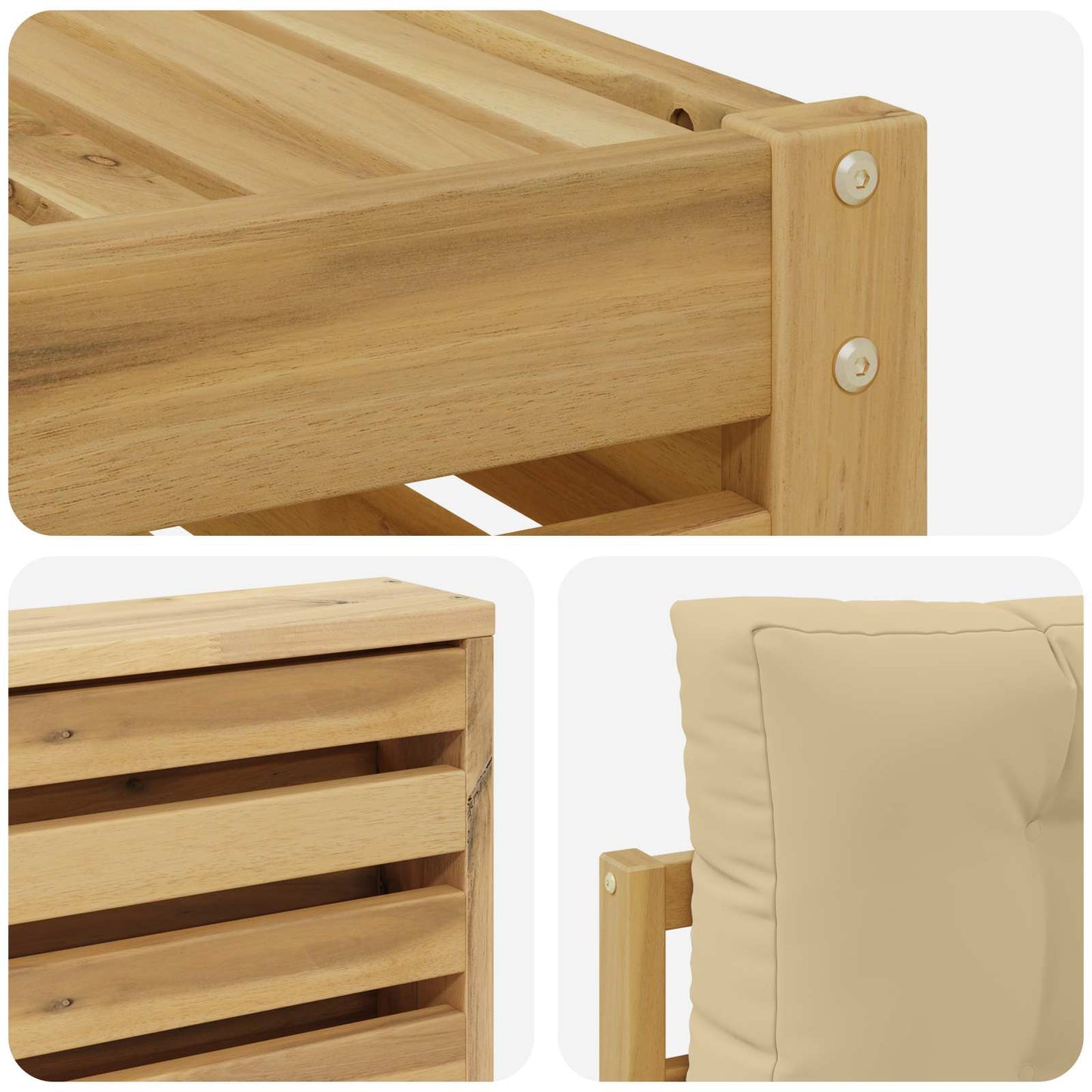 Buiten bankenset met kussen 7 pcs Wit en Beige