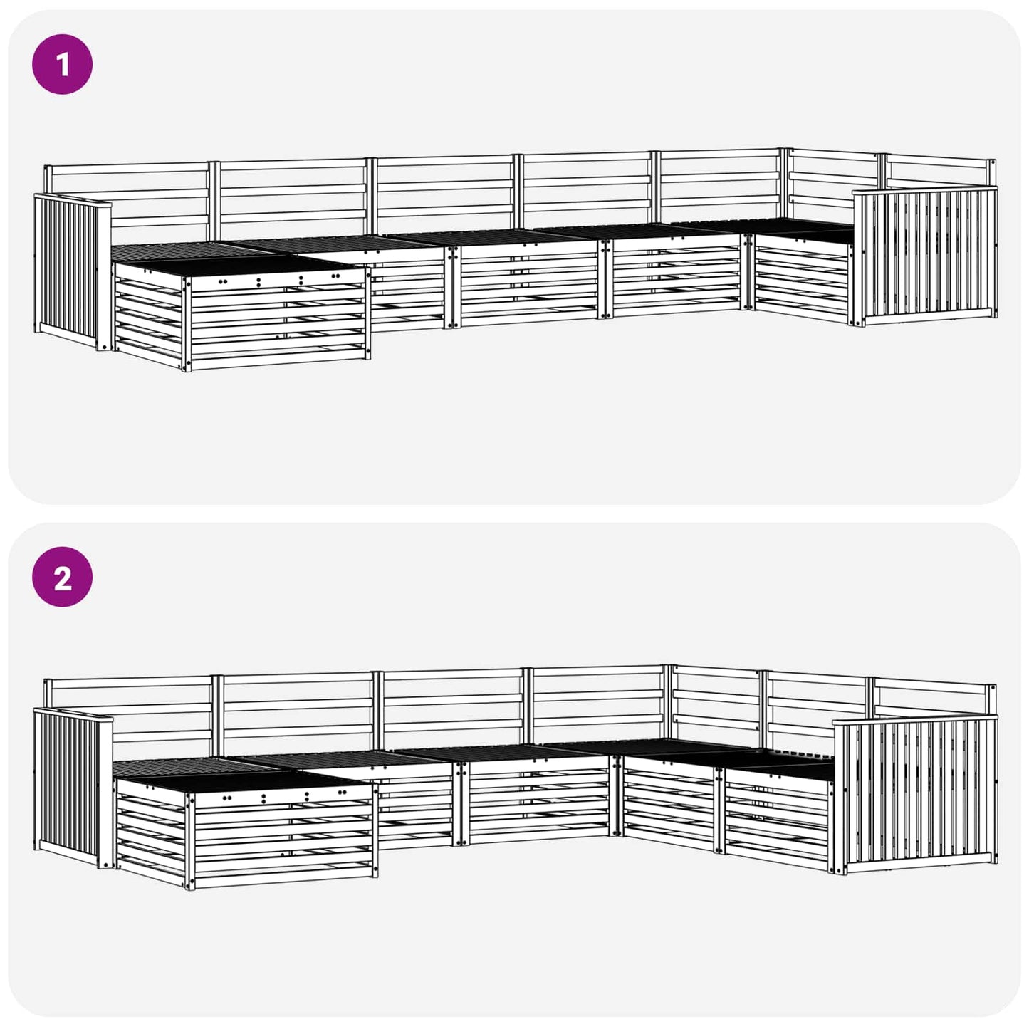 Buiten bankenset 7 pcs Wit Massief Acaciahout
