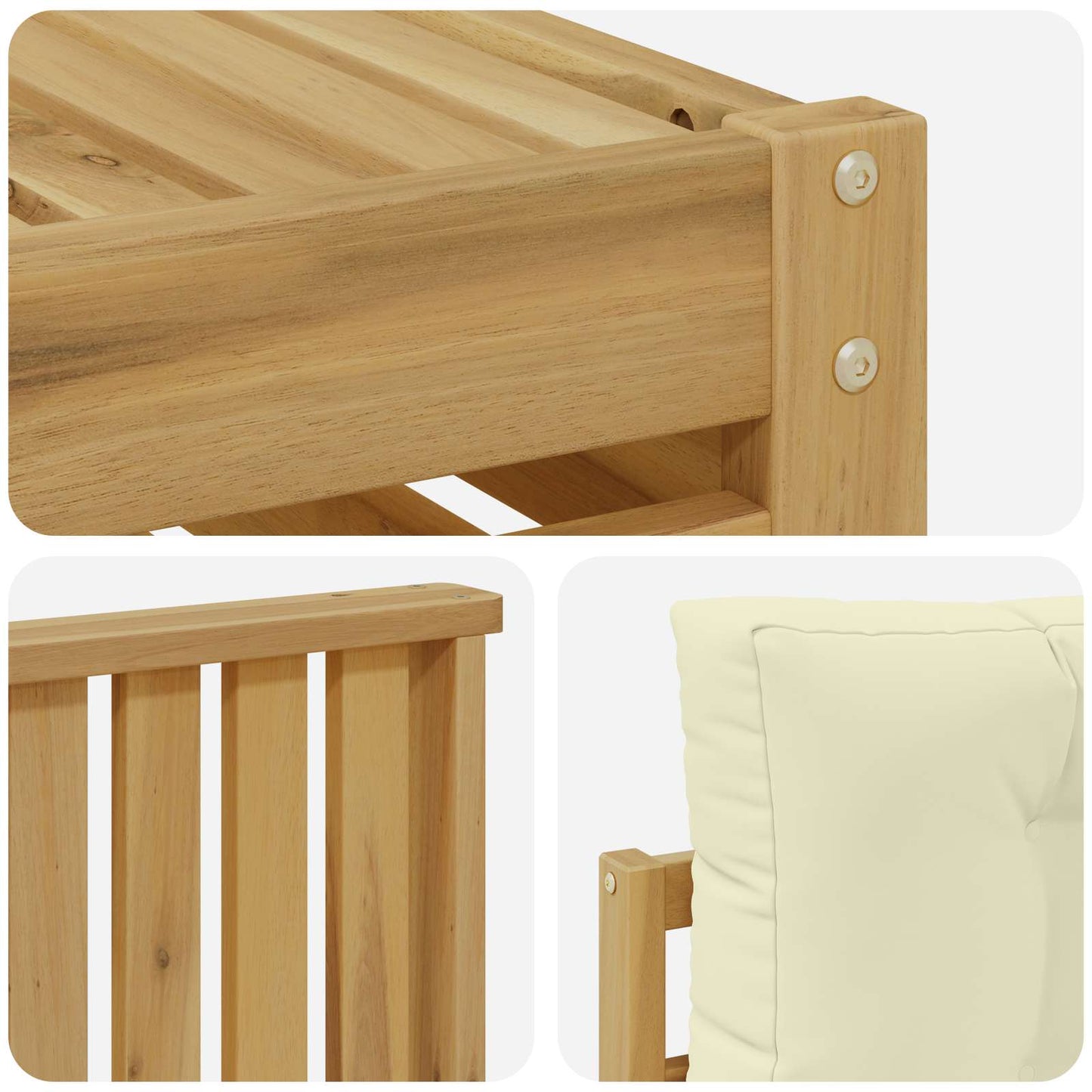 Buiten bankenset met kussen 7 pcs Wit en crèmekleurig